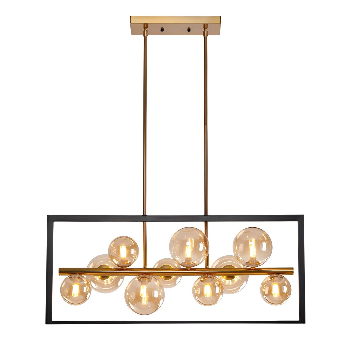 Rectangle Sphere Kitchen Island Pendant, Gold Luxury & Chic Ceiling Light