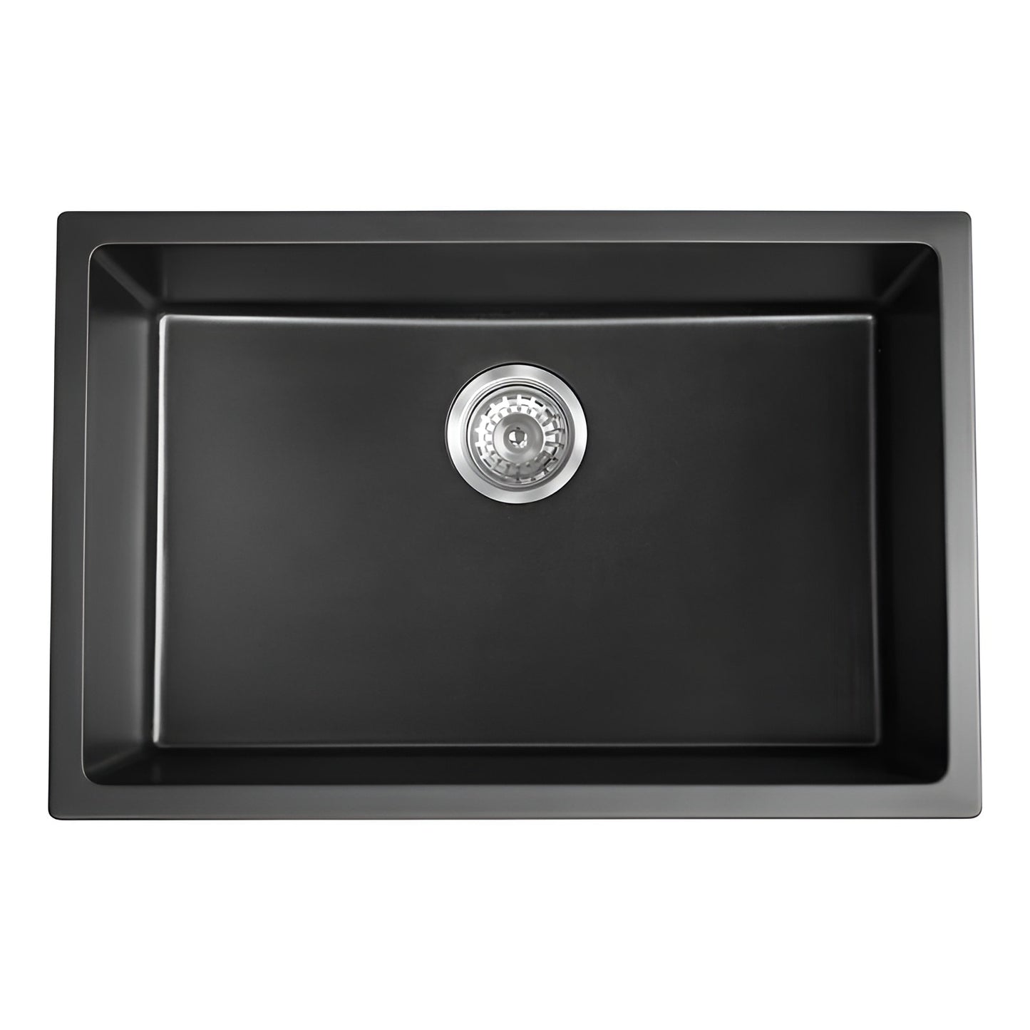 Single Black Granite Undermount Kitchen Sink 27" L X 18" W With Basket Strainer