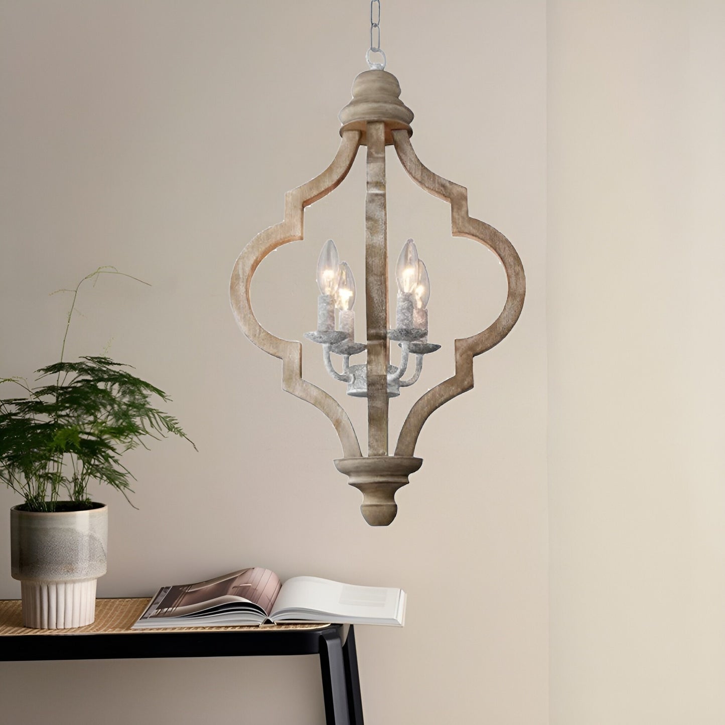 Medieval Carrizal 4-Light Candle Style Geometric Chandelier, Ancient Old Times Lamp