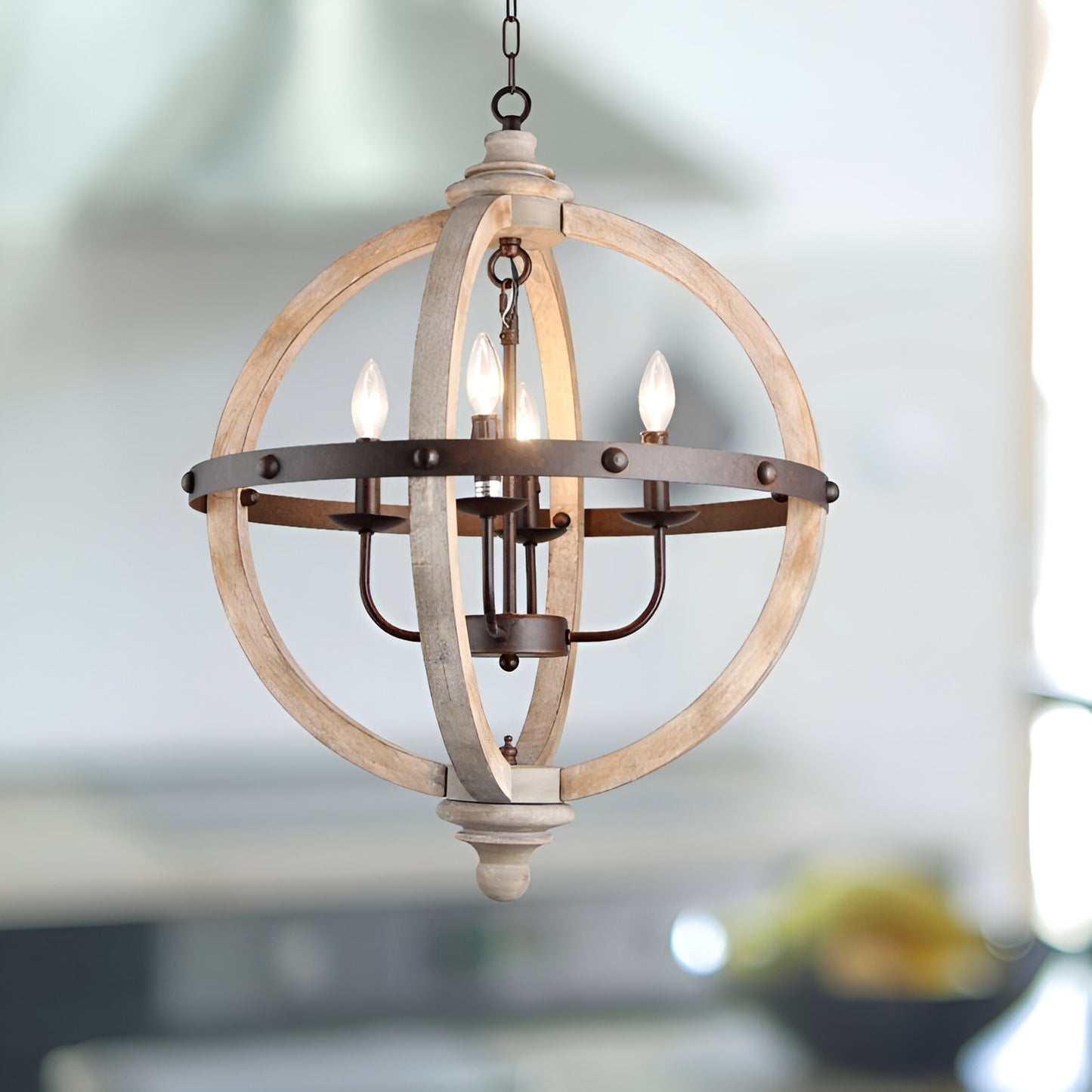 Dennett 4-Light Lantern Pendant: Modern Globe Ceiling Light Fixture