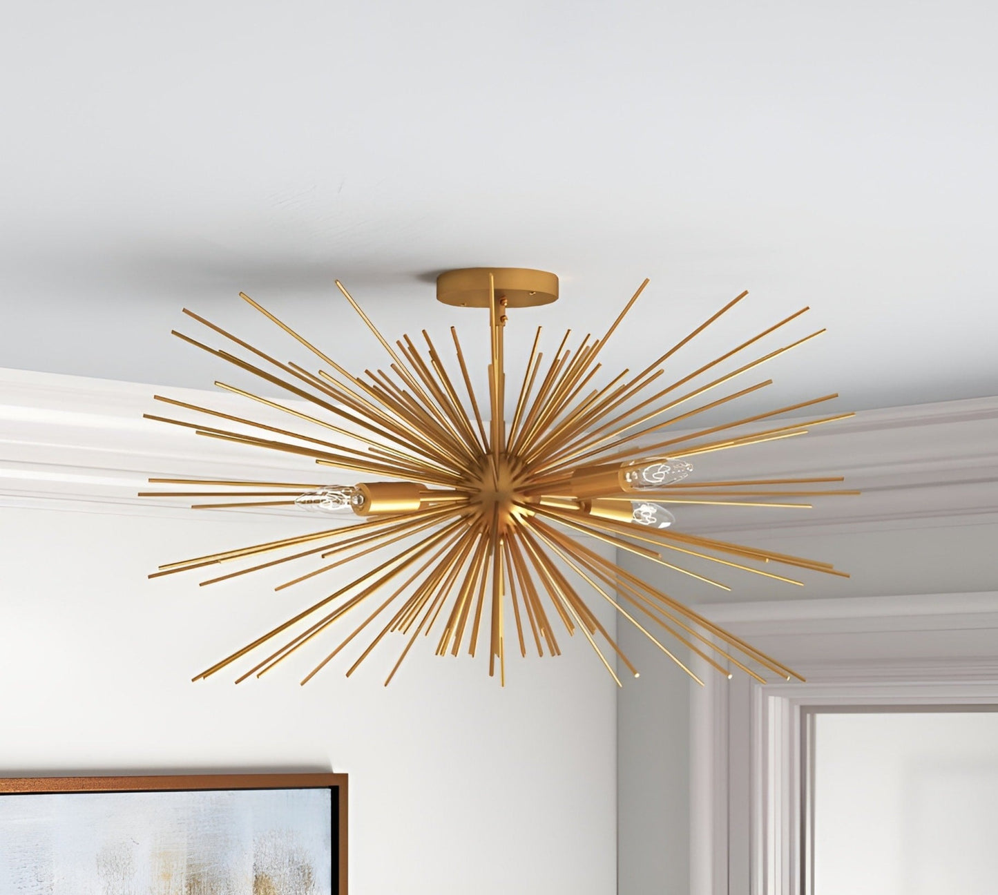 Lachance 27" Semi Flush Mount Sputnik Ceiling Light - Sci-fi Golden Globe Design