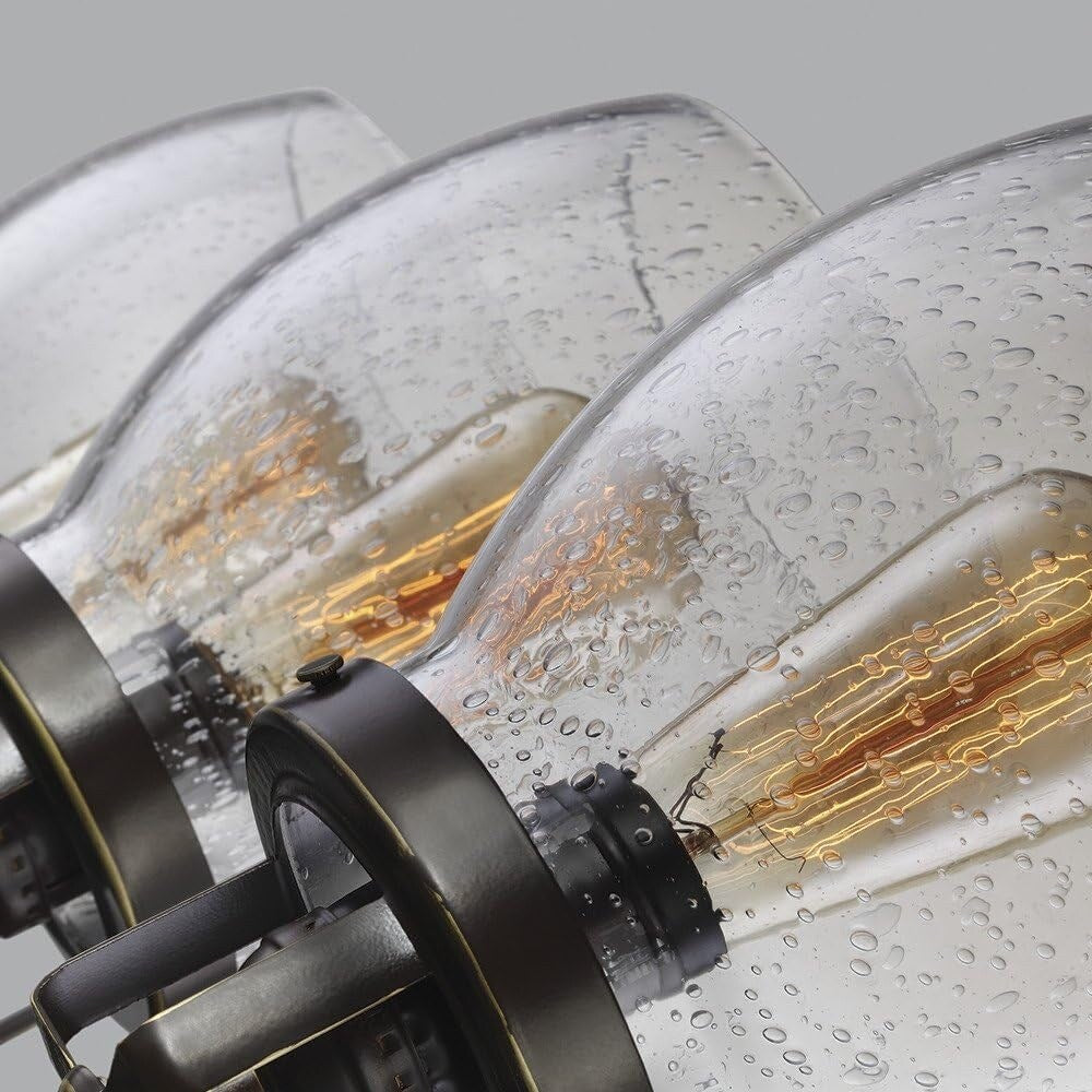 Locust Grove Three Light Vanity Lamp with Bubble Glass, Bidirectional up/down for Bath Wall