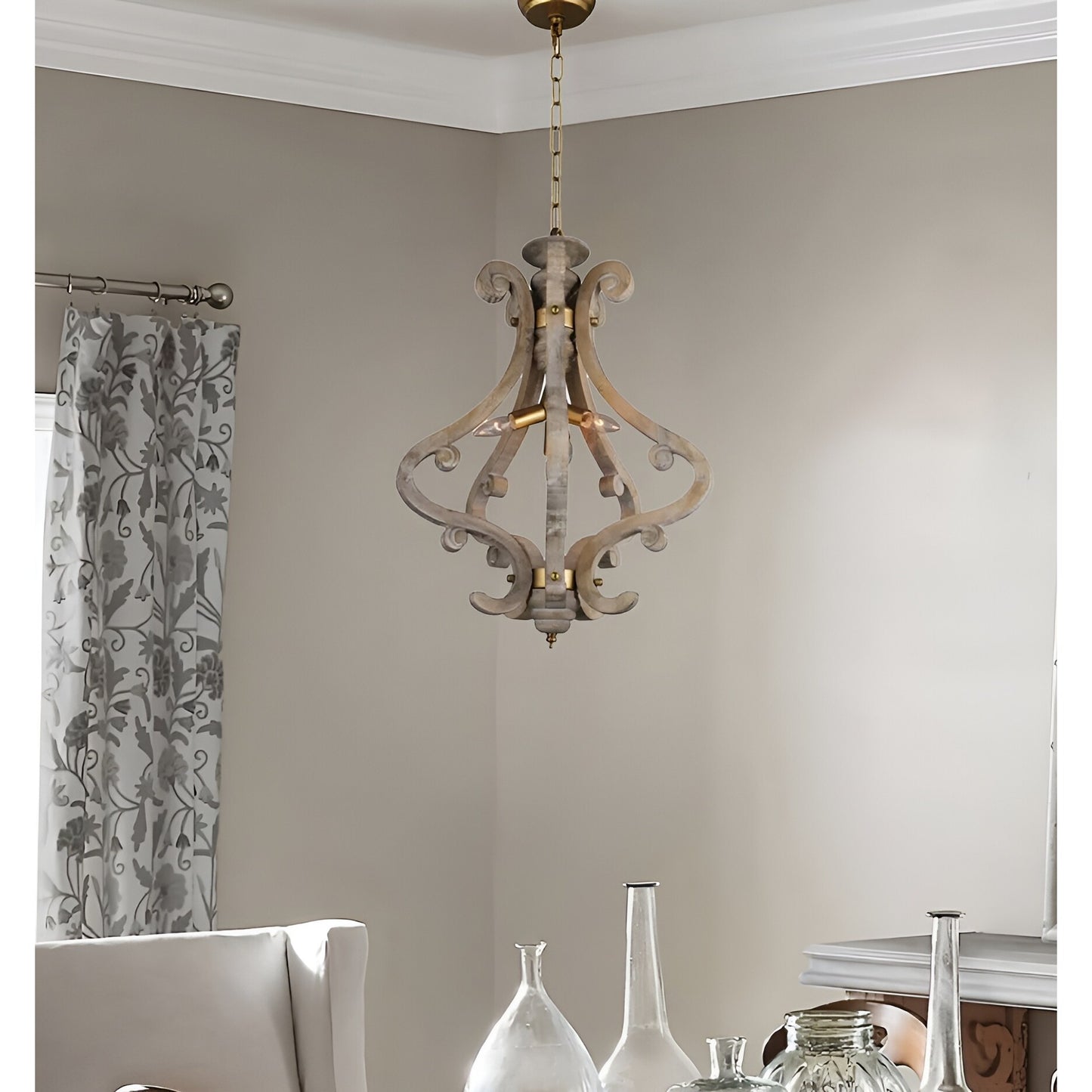 Pinckney 4 - Light Geometric Lantern Pendant with Wood Accents