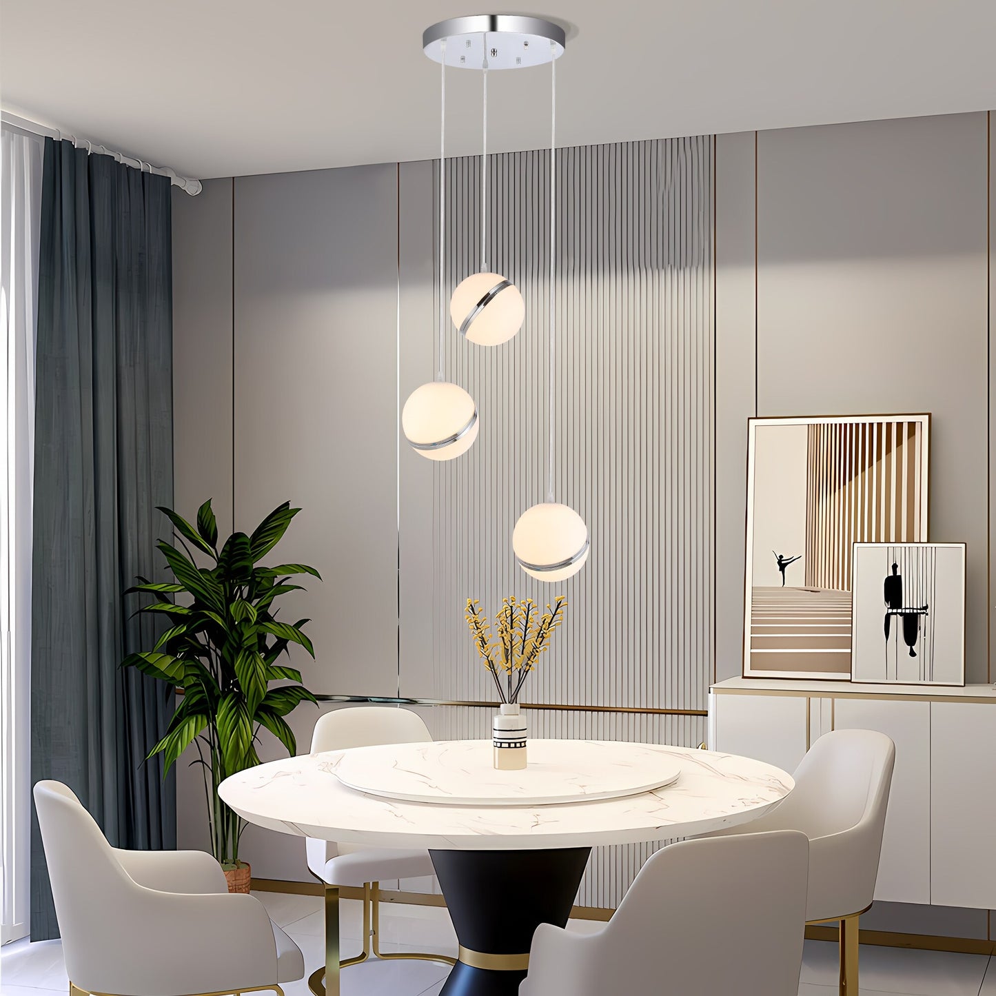 Rivaan 3-Light Globe Pendant Chandelier, Luxury Modern Lights