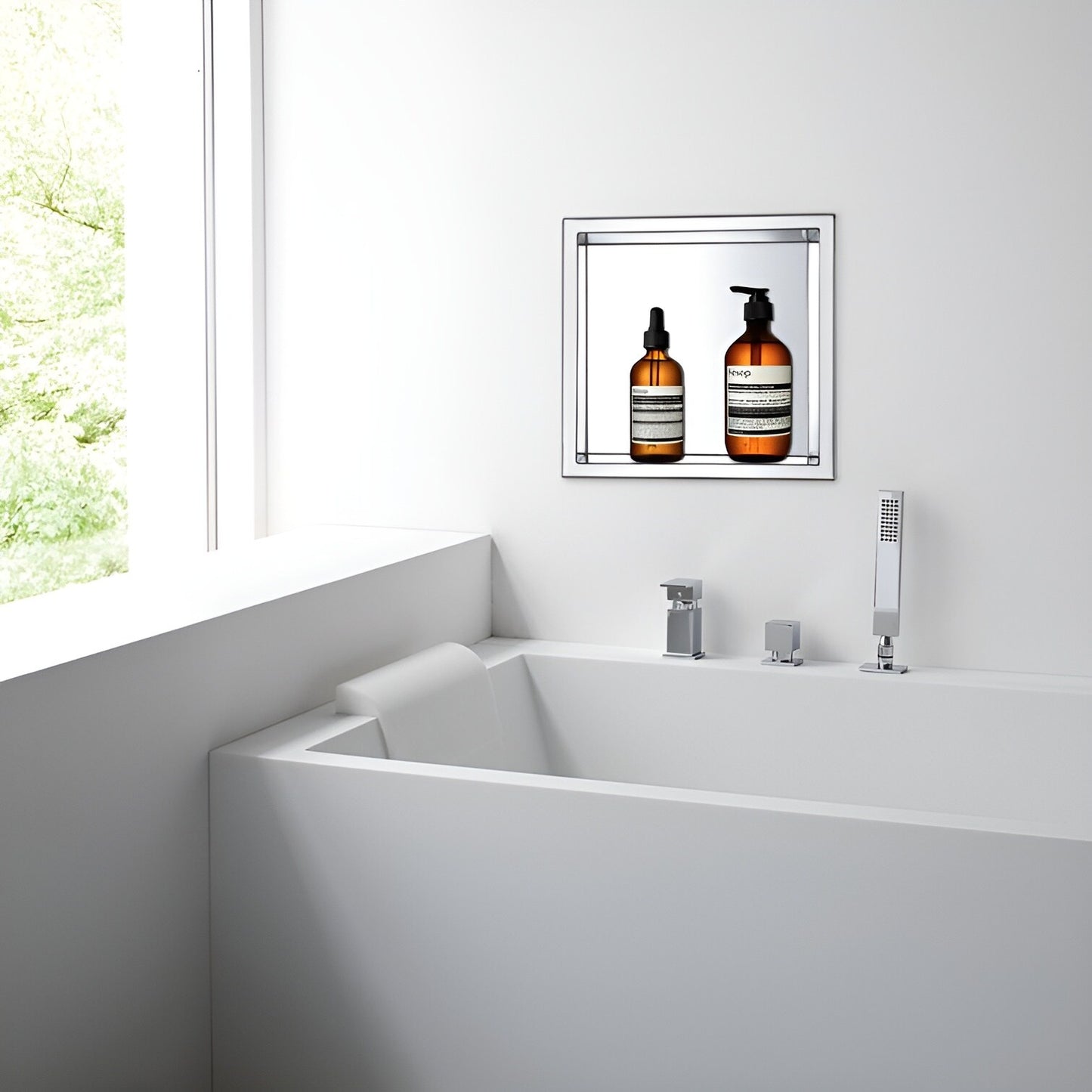 Stainless Steel Shower Niche and Shelf - Streamlined Bathroom Storage and Elegance 17.5 x 17.5