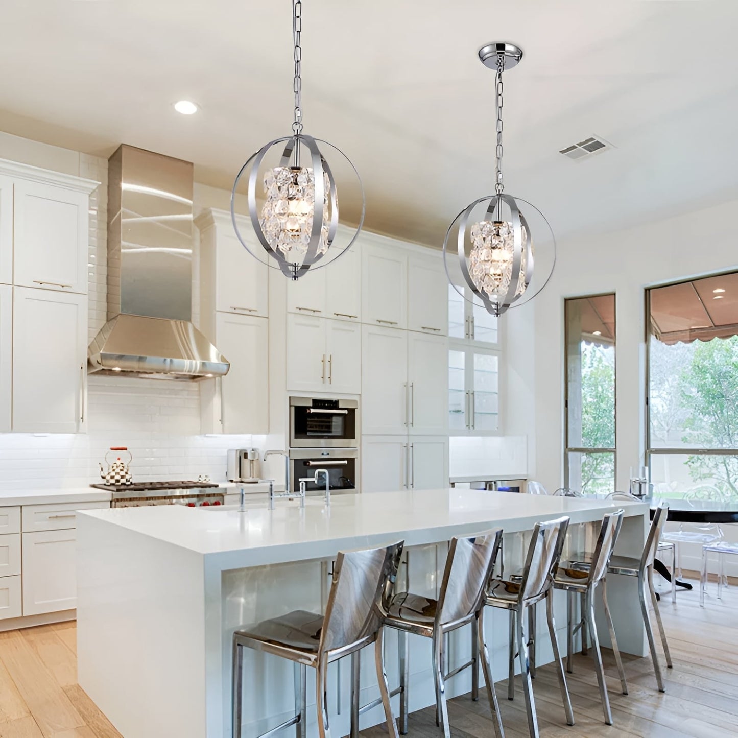 Silver Lantern Globe Chandelier