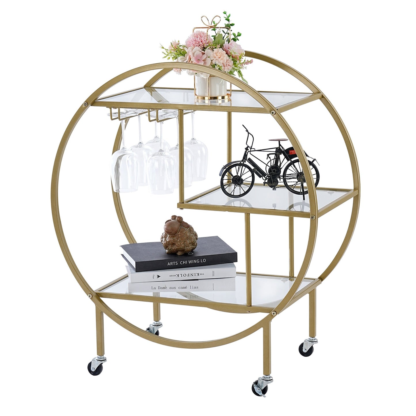 Vannoy Gold or Black Bar Cart on Wheels by DecoMust - Sleek and Stylish Home & Food Appetizer Table