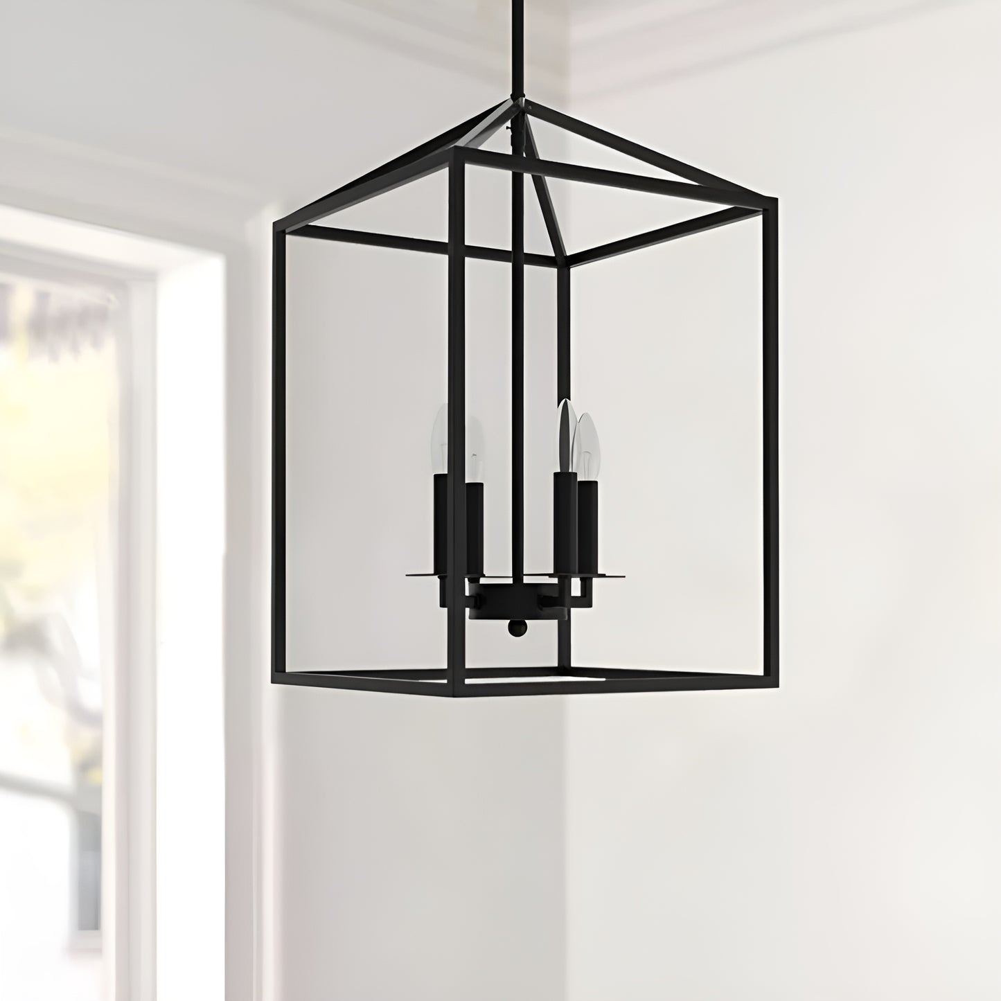 Modern Lantern Square / Rectangle Pendant Light - Open Cage Medieval Candle Lights Frame