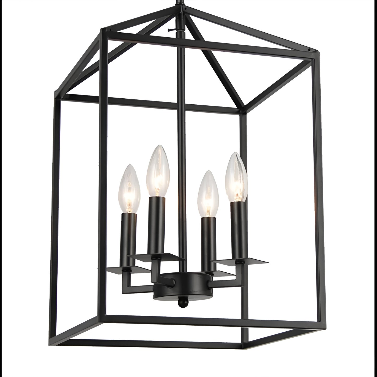 Modern Lantern Square / Rectangle Pendant Light - Open Cage Medieval Candle Lights Frame