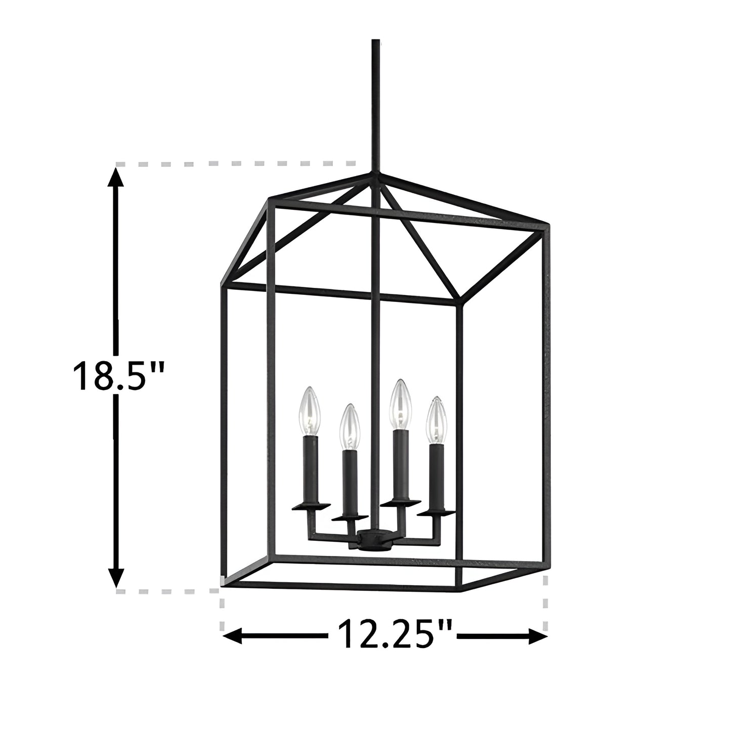 Modern Lantern Square / Rectangle Pendant Light - Open Cage Medieval Candle Lights Frame