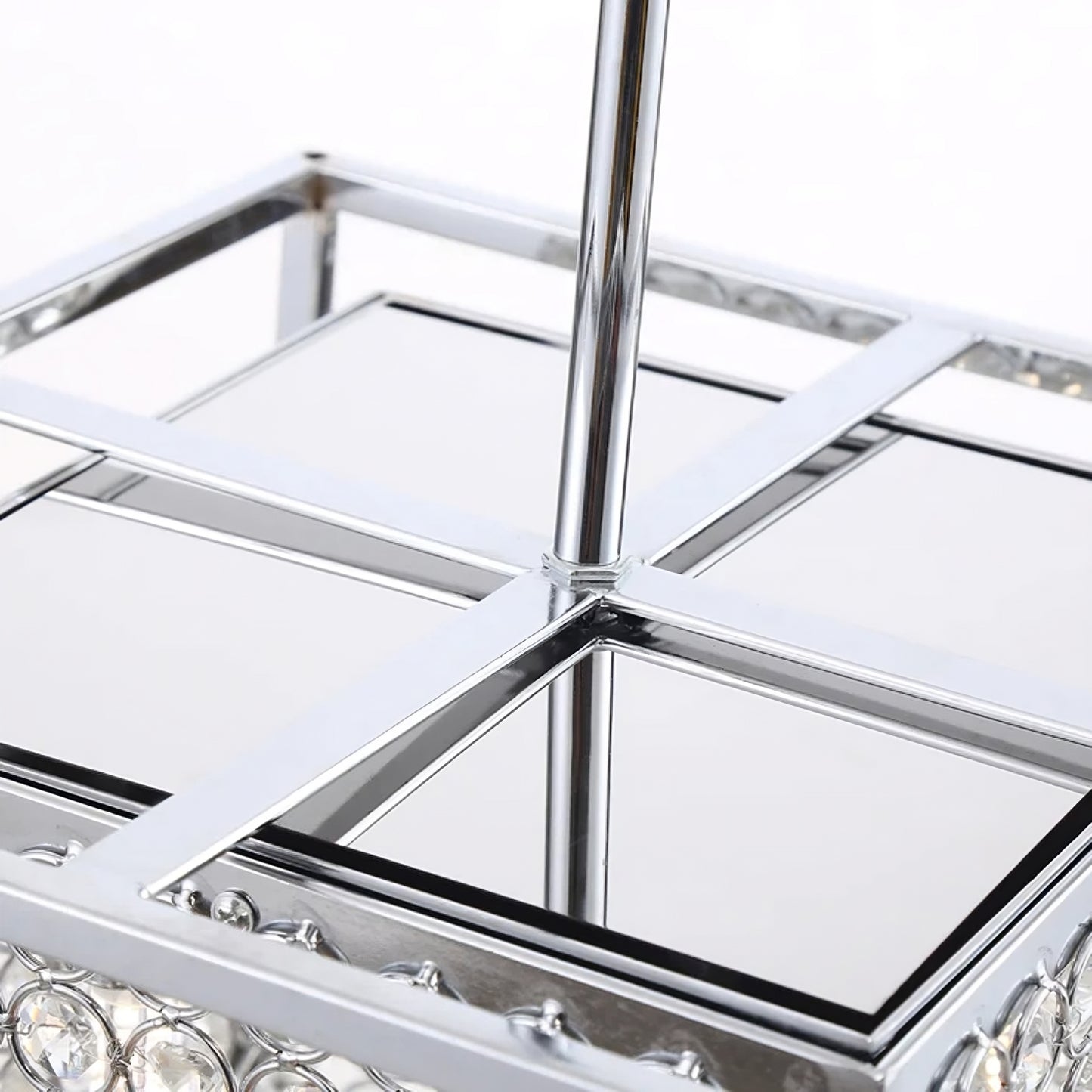 Luxury Square Metal Pendant with Crystal Accents, Cube Lighting