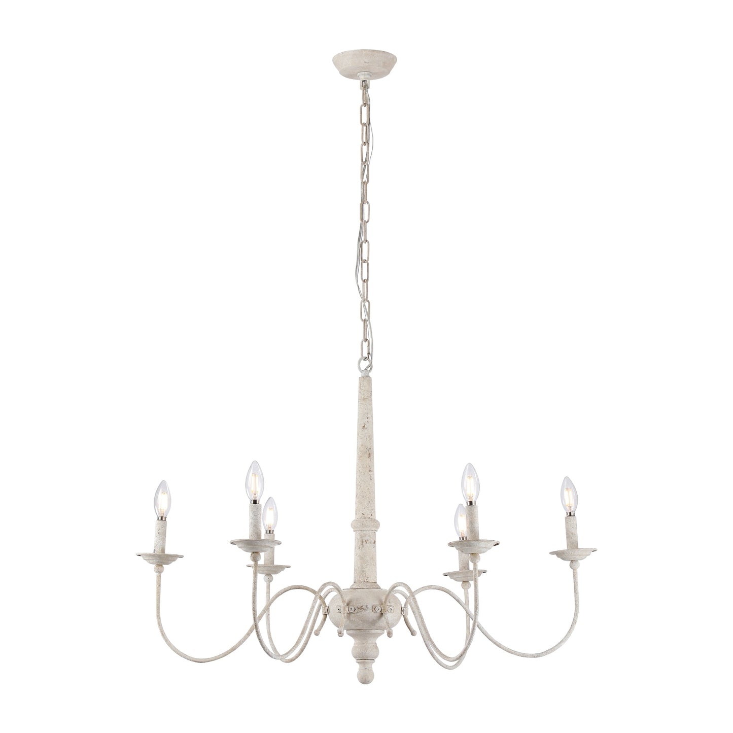White Chandelier with Country Farmhouse Look, Medieval Lamp Antique Lighting