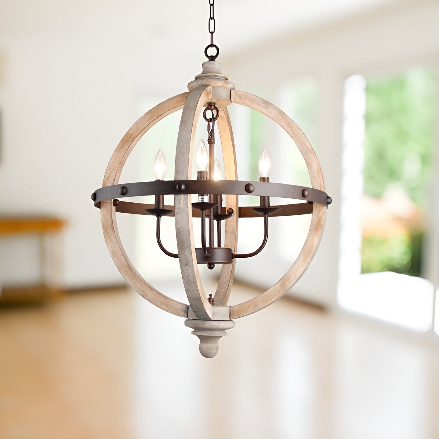 Dennett 4-Light Lantern Pendant: Modern Globe Ceiling Light Fixture