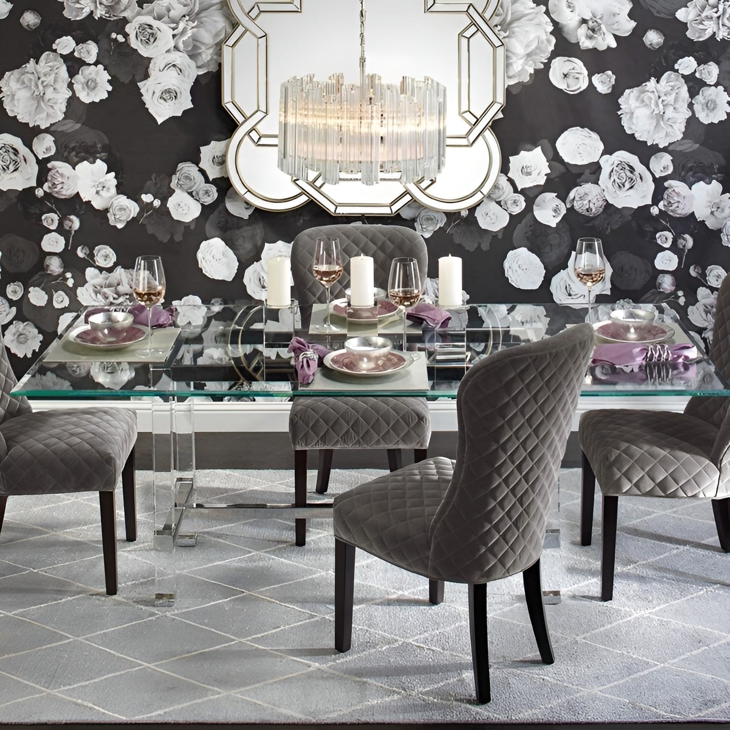 Ryder Chandelier - Round Multi-Faceted Crystal Waterfall Ceiling Light with Geometric Glass