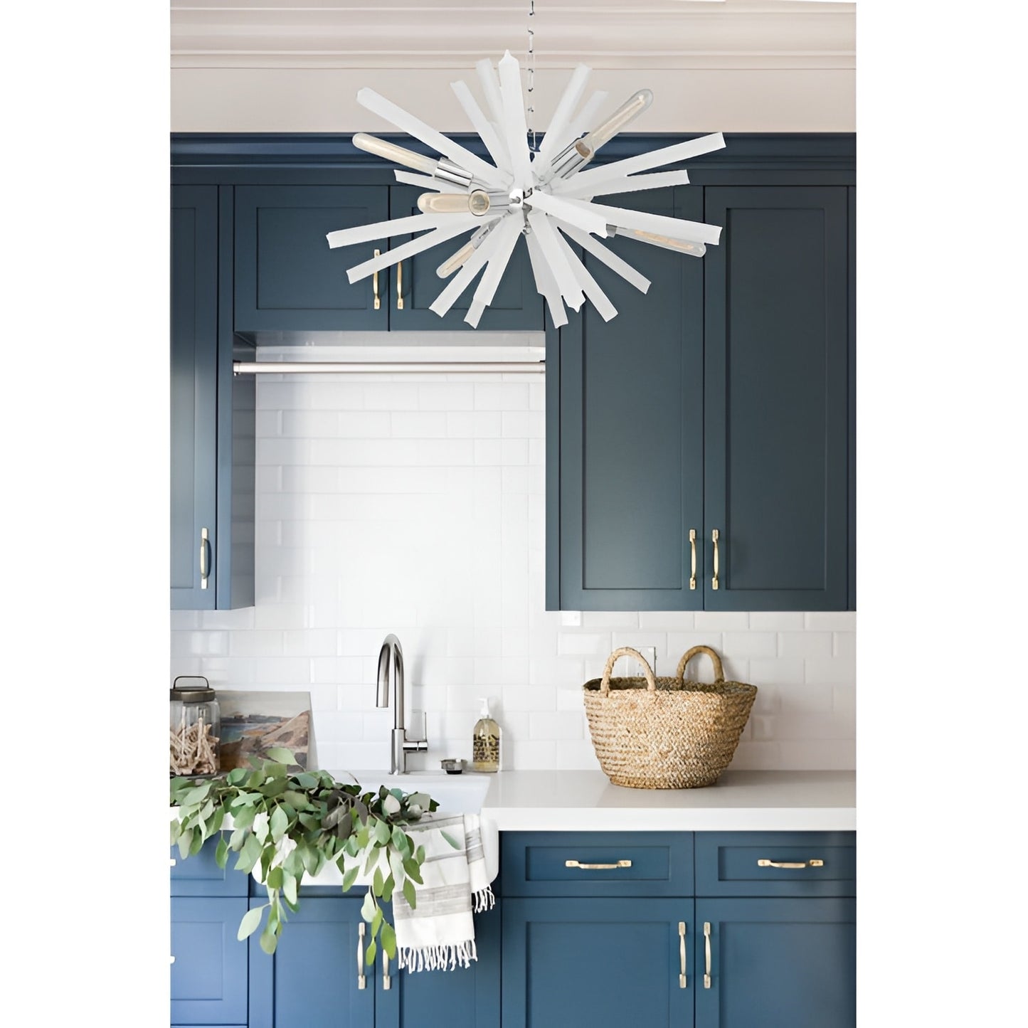 Sci-fi Chrome Sputnik Chandelier with Frosted Glass - Renly 6-Light