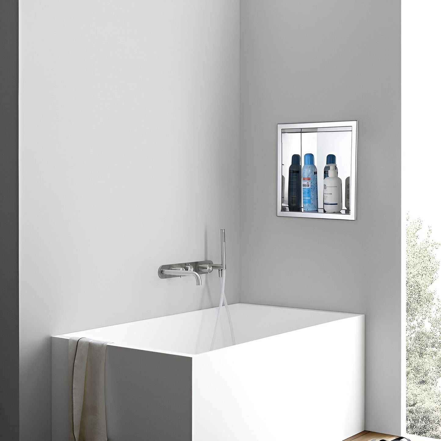 Stainless Steel Shower Niche and Shelf - Streamlined Bathroom Storage and Elegance 17.5 x 17.5