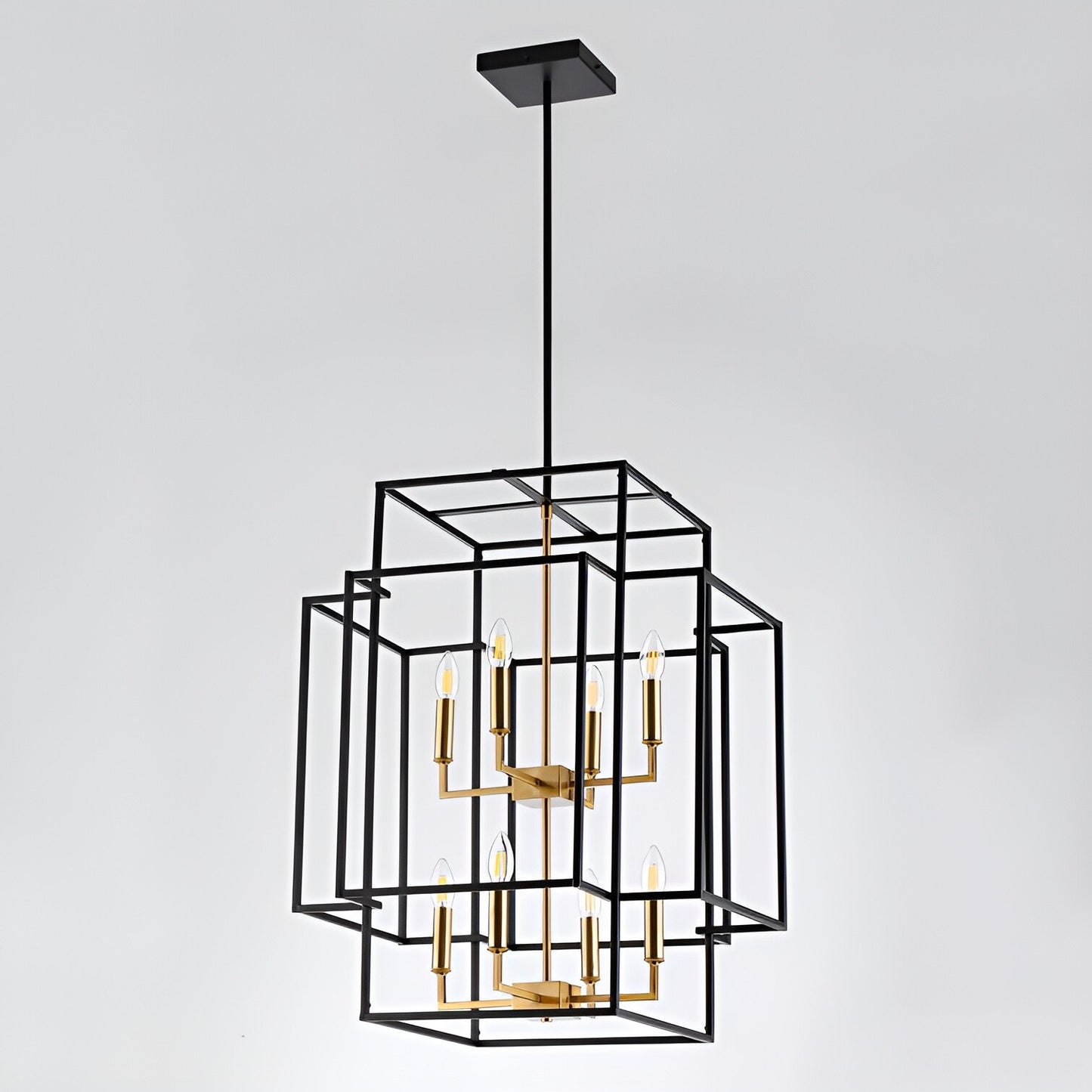 Transitional 8-Light Pendant Chandelier with Spacious 22" Width and 28" Height - Open Frame Cage Design