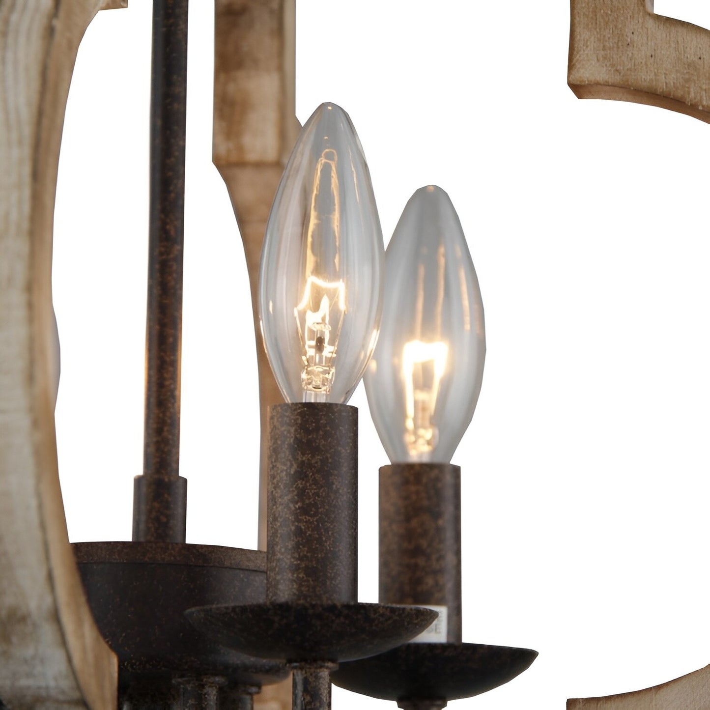 Yerger 4 - Light Oil Bronzed Lantern Pendant, Wood Antique Medieval Style Geometric Chandelier