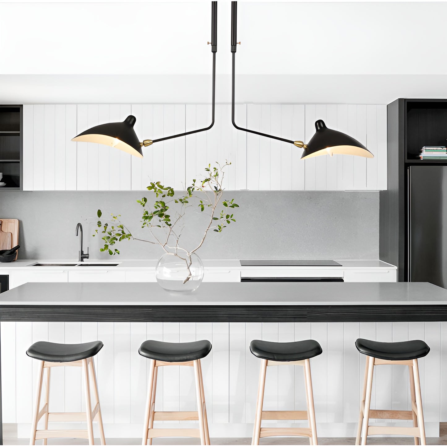 Minimalistic Flush Mount Ceiling Light - Rotating Shade and Adjustable Height (2 Light)