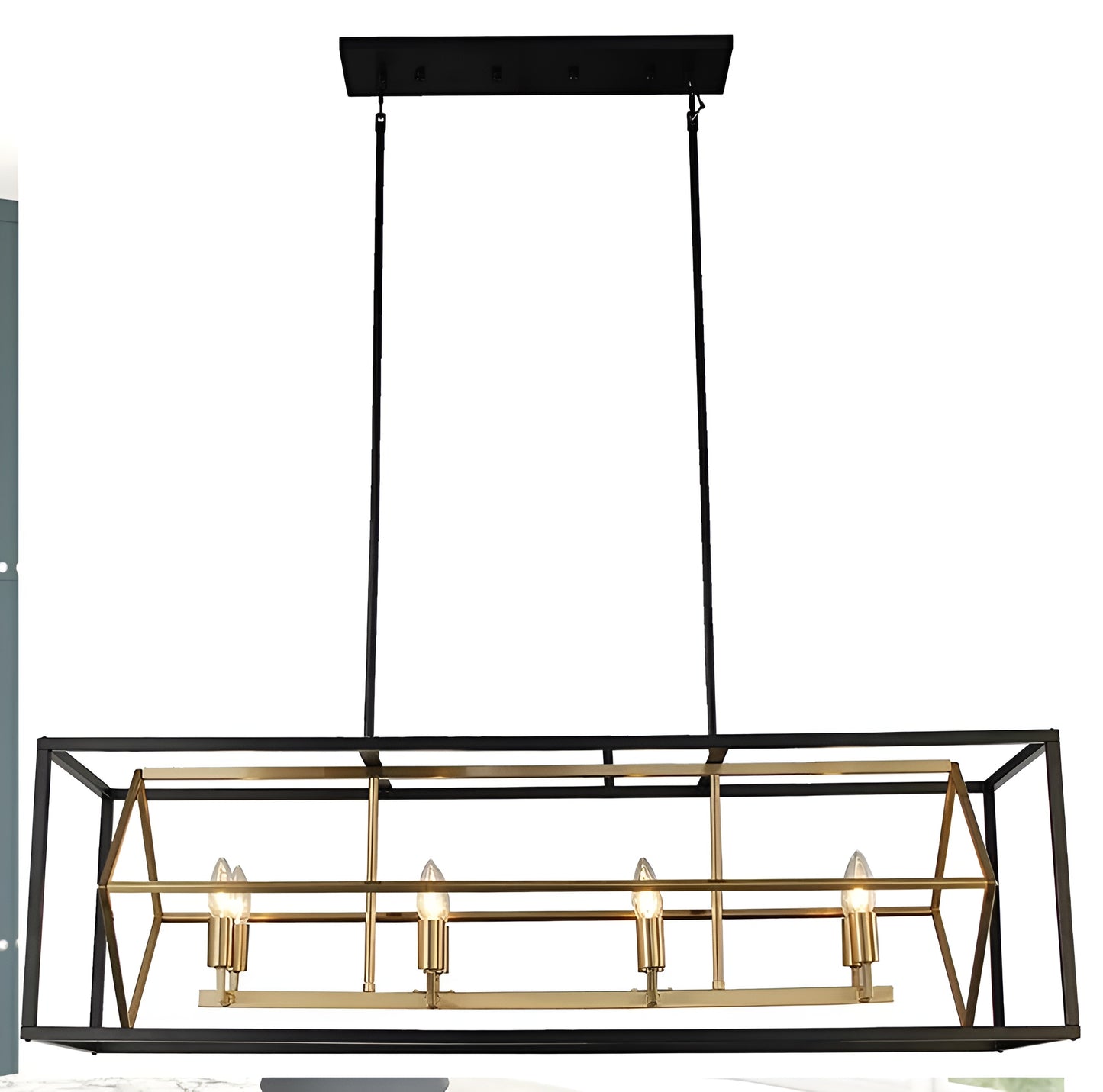 Kitchen Island Rectangle Chandelier, Modern Geometric Design