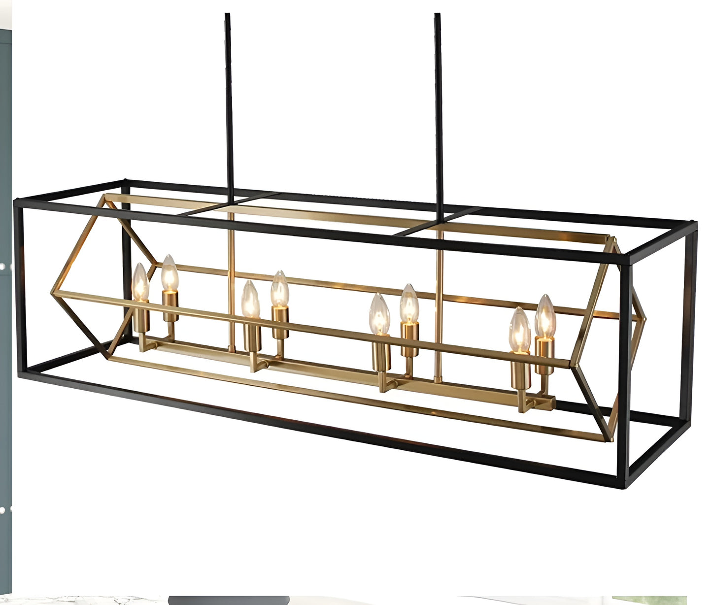 Kitchen Island Rectangle Chandelier, Modern Geometric Design