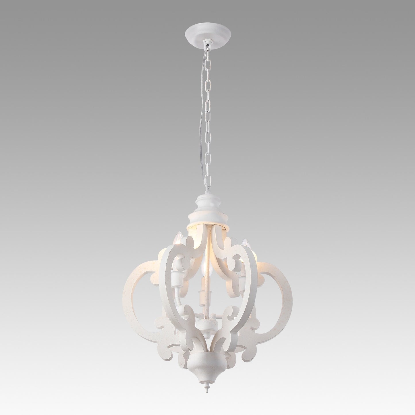 Cottage Geometric Distressed Wood Chandelier, 3-Light Farmhouse Wood Ceiling Light