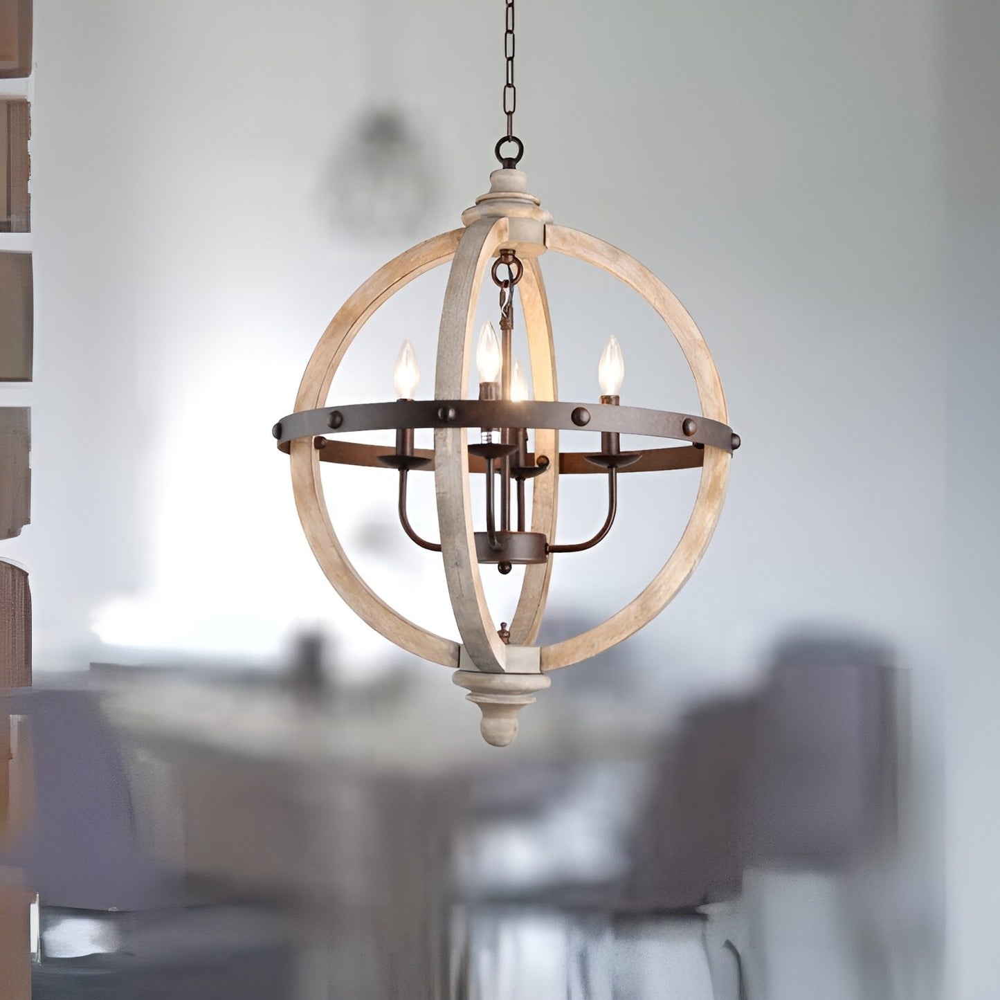 Dennett 4-Light Lantern Pendant: Modern Globe Ceiling Light Fixture