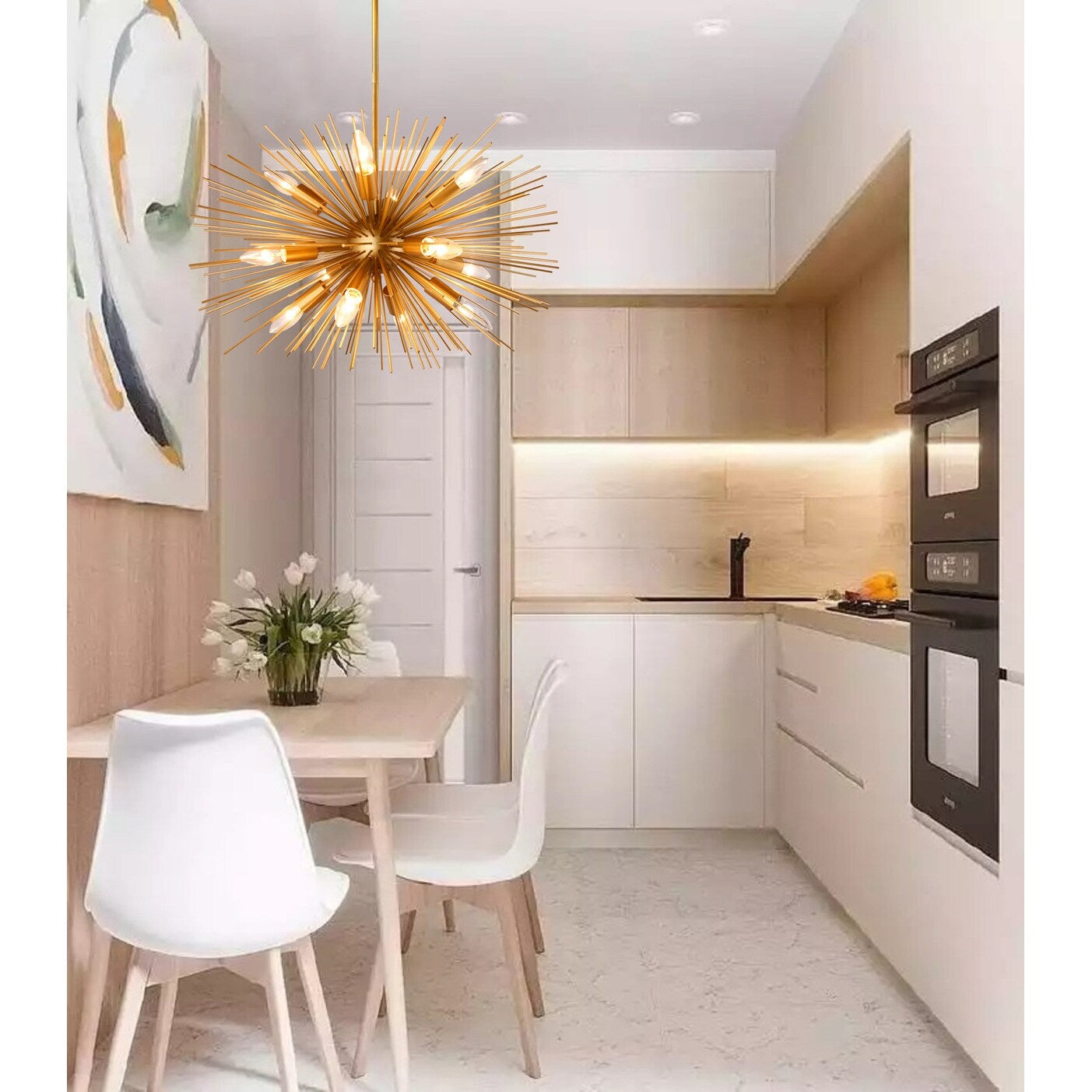 Gebhard 12 - Sputnik Satellite Dimmable Chandelier, Sphere Pendant Gold Ceiling Light