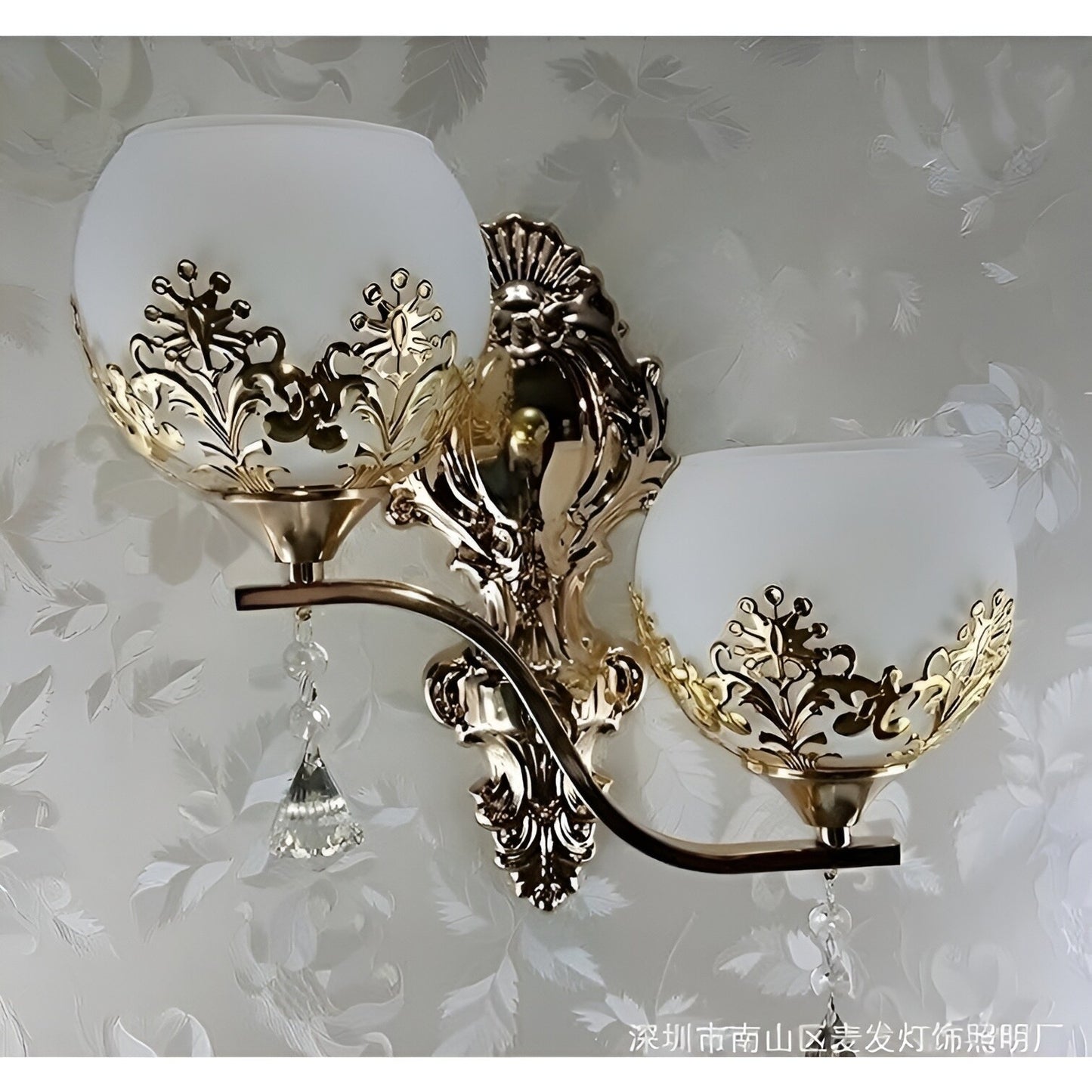Fancy French Crystal Accent Bath Sconce (Gold) - Luxury Wall Lights