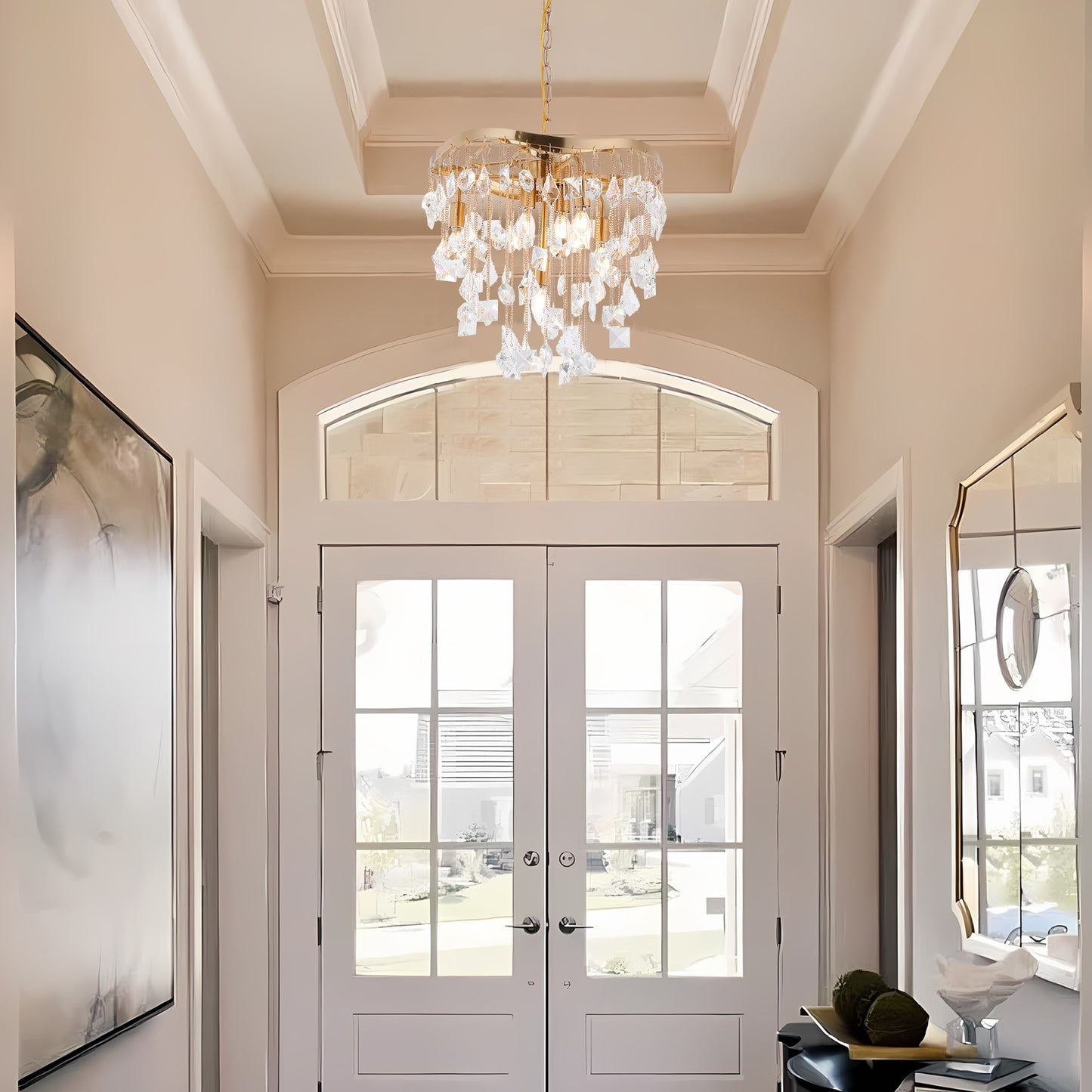 Modern Glam Tiered Crystal Chandelier, Luxury Lighting Classic Ambiance