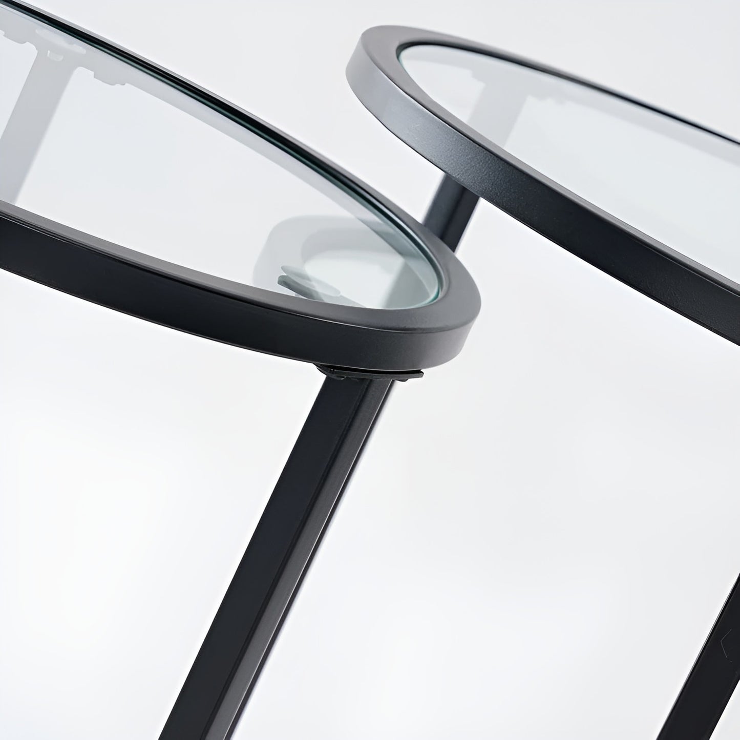 Nesting Coffee Tables with Metal Base, Living Room End Tables (Black or Gold)
