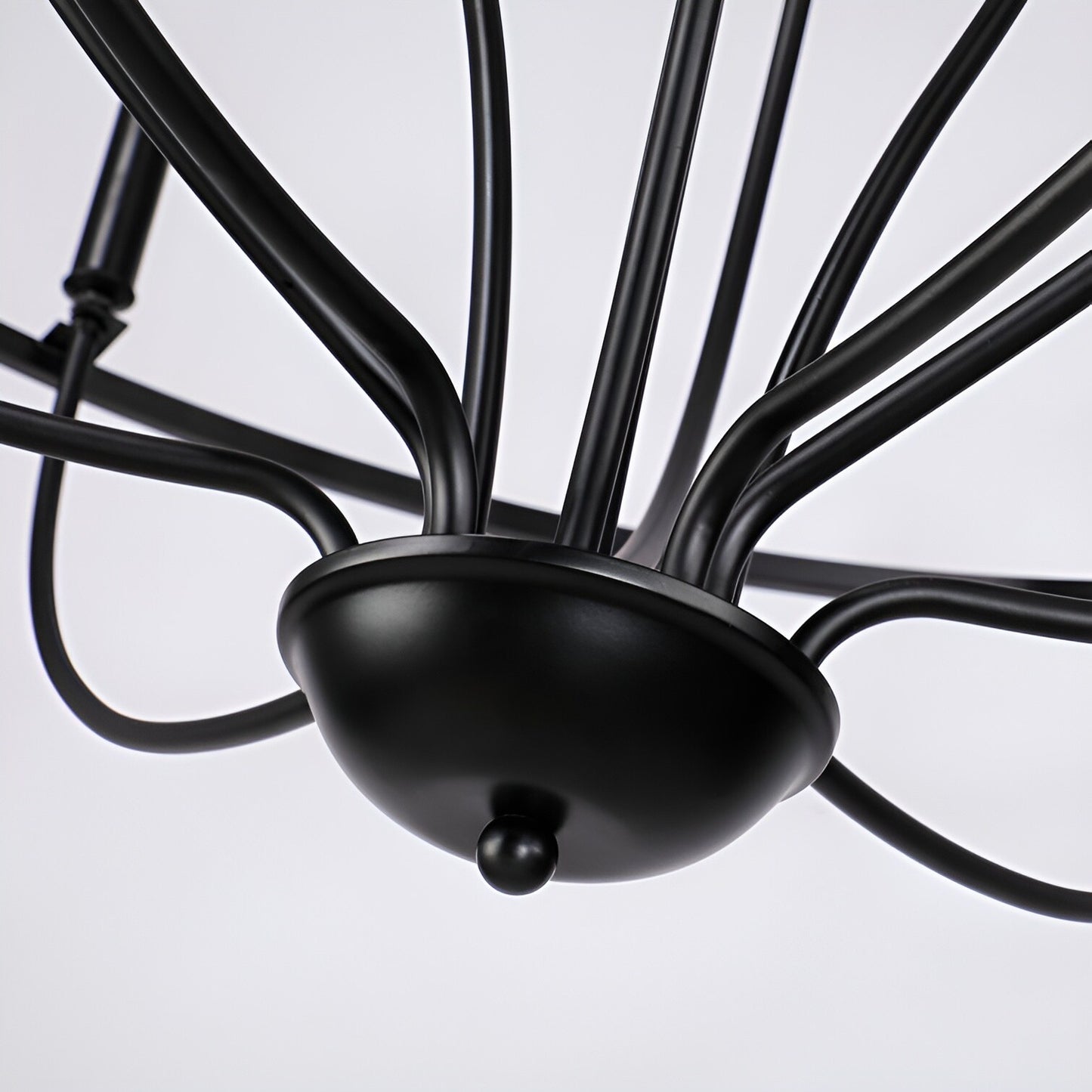 Orono 12-Light Metal Black Chandelier - Graceful Curve Candlestick Ceiling Light