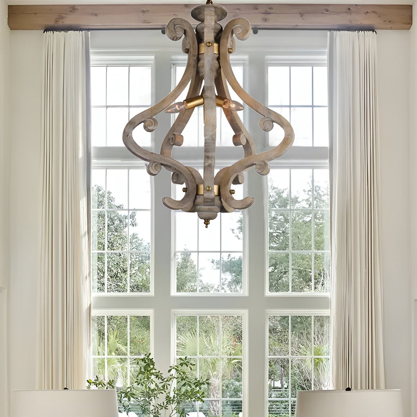 Pinckney 4 - Light Geometric Lantern Pendant with Wood Accents