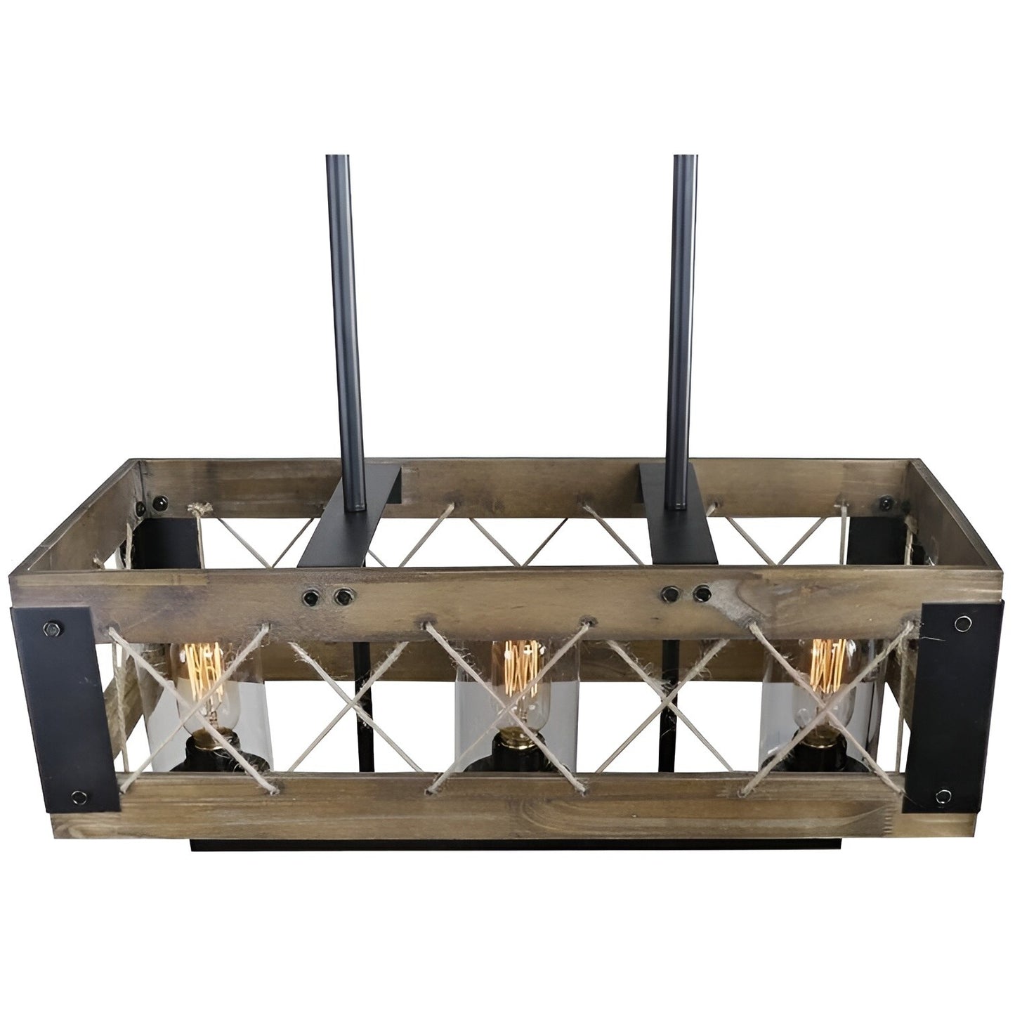 Rainhard 3-Light Rectangle Kitchen Island Pendant, Rustic Industrial Farmhouse Style