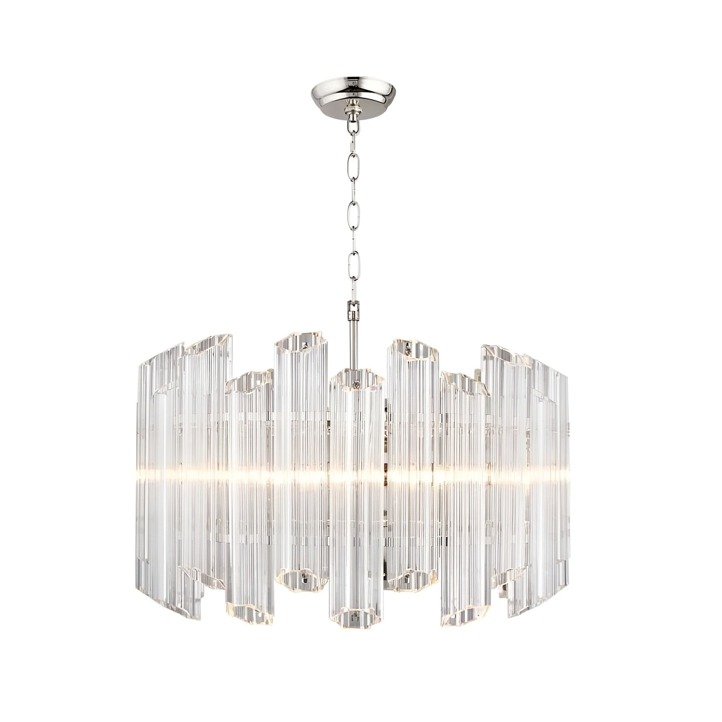 Ryder Chandelier - Round Multi-Faceted Crystal Waterfall Ceiling Light with Geometric Glass