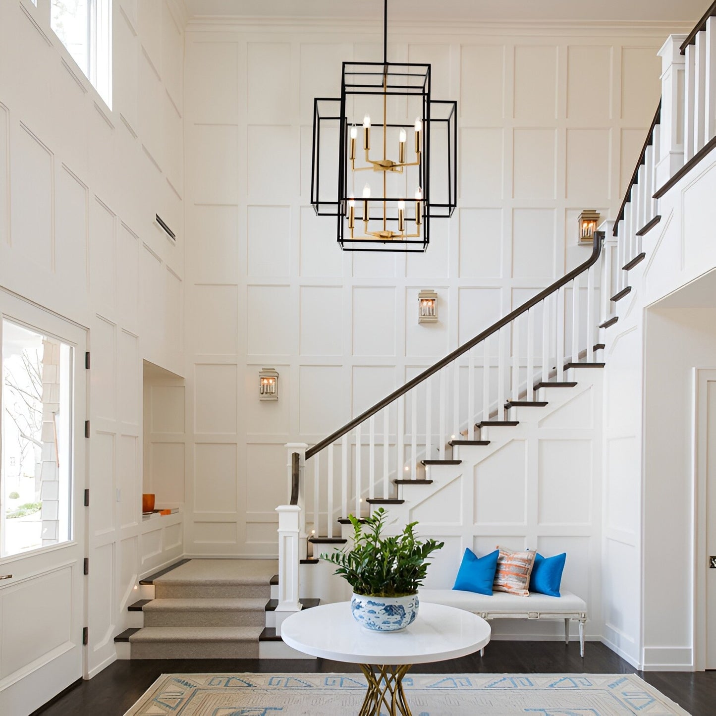 Transitional 8-Light Pendant Chandelier with Spacious 22" Width and 28" Height - Open Frame Cage Design