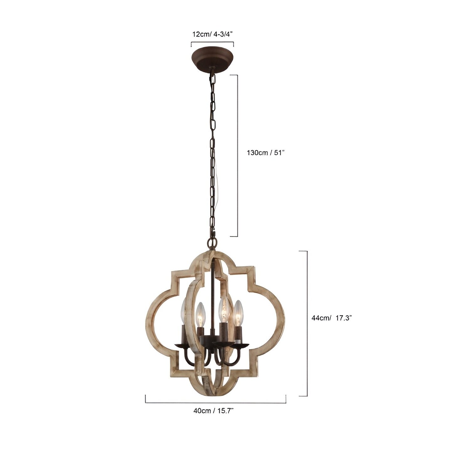 Yerger 4 - Light Oil Bronzed Lantern Pendant, Wood Antique Medieval Style Geometric Chandelier
