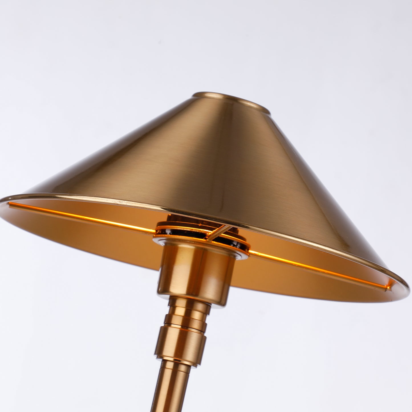 Modern Gold Cone Metal Shade Alabaster Stone Table Lamp - Elegant Desk Light for Contemporary Home Decor