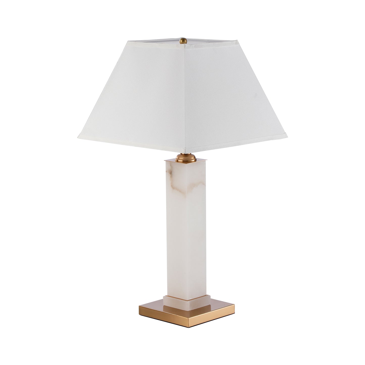 Modern White Alabaster Gold Metal Table Lamp - Contemporary Lighting for Stylish Home Decor