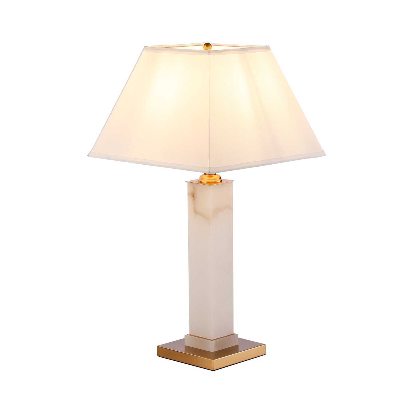 Modern White Alabaster Gold Metal Table Lamp - Contemporary Lighting for Stylish Home Decor