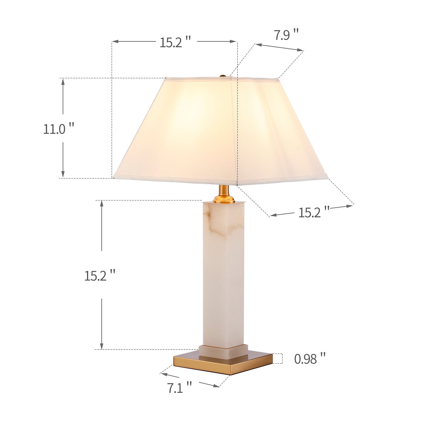 Modern White Alabaster Gold Metal Table Lamp - Contemporary Lighting for Stylish Home Decor