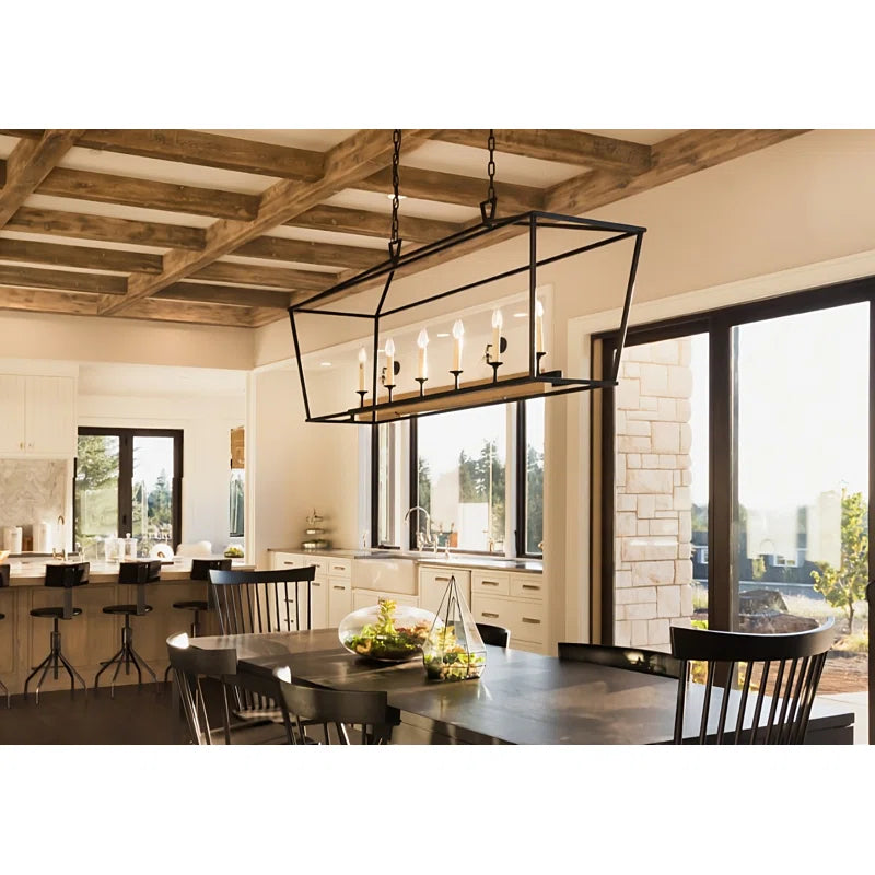Minimalist Linear Rectangle Chandelier/Lantern for Kitchen Island