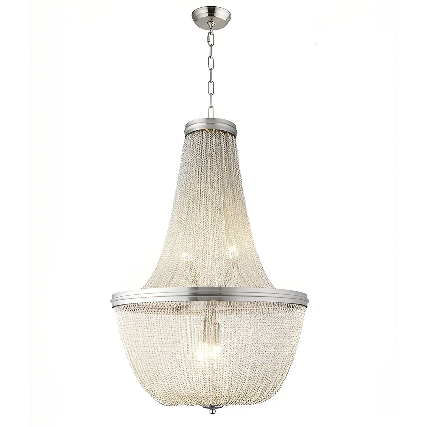 Medieval French Empire White Chandelier - Chainmail Modern Luxury Design