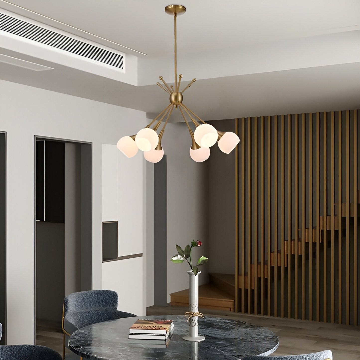 Evansville 6 - Light Sputnik Pendant, Modern Ceiling Chandelier with Futuristic Style