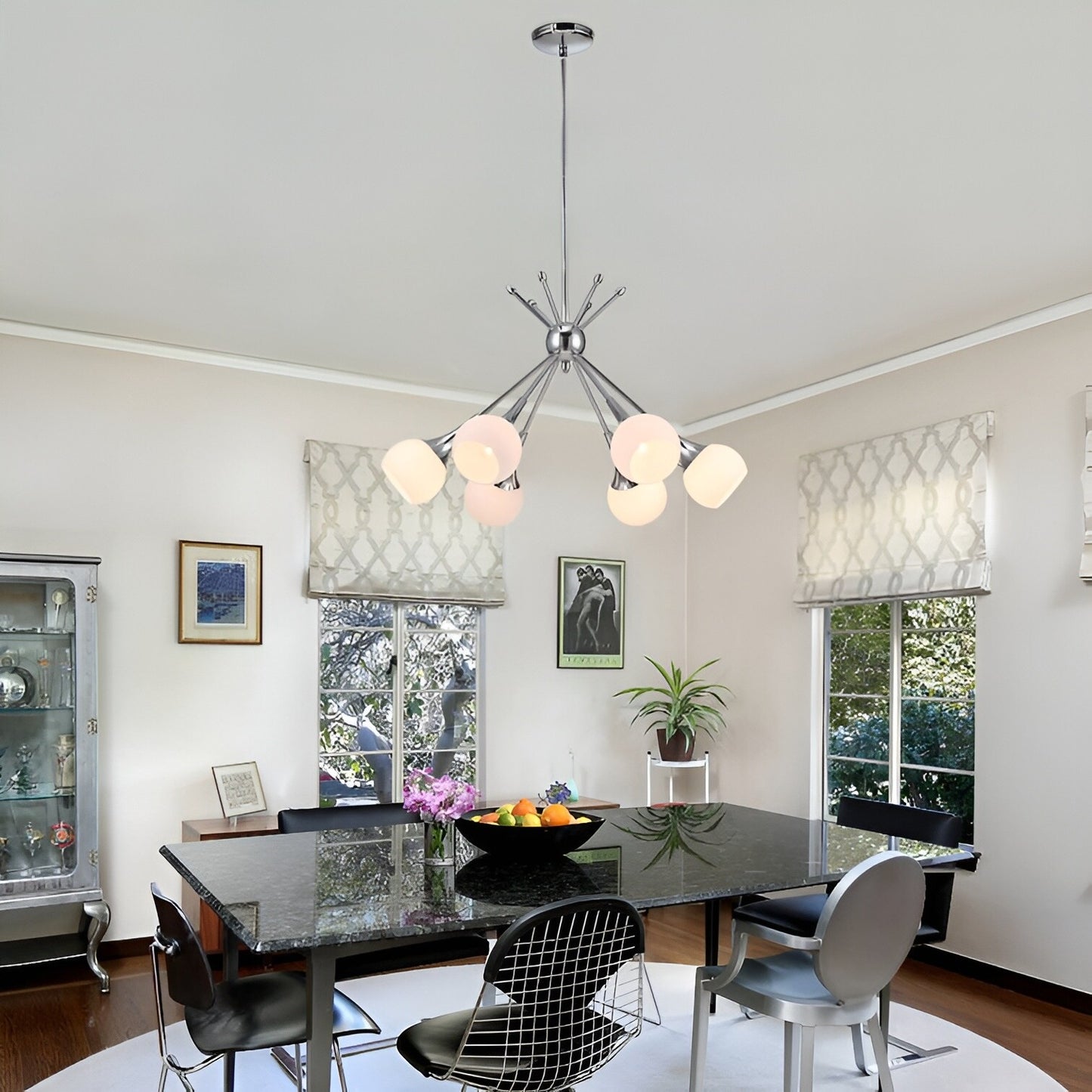 Evansville 6 - Light Sputnik Pendant, Modern Ceiling Chandelier with Futuristic Style