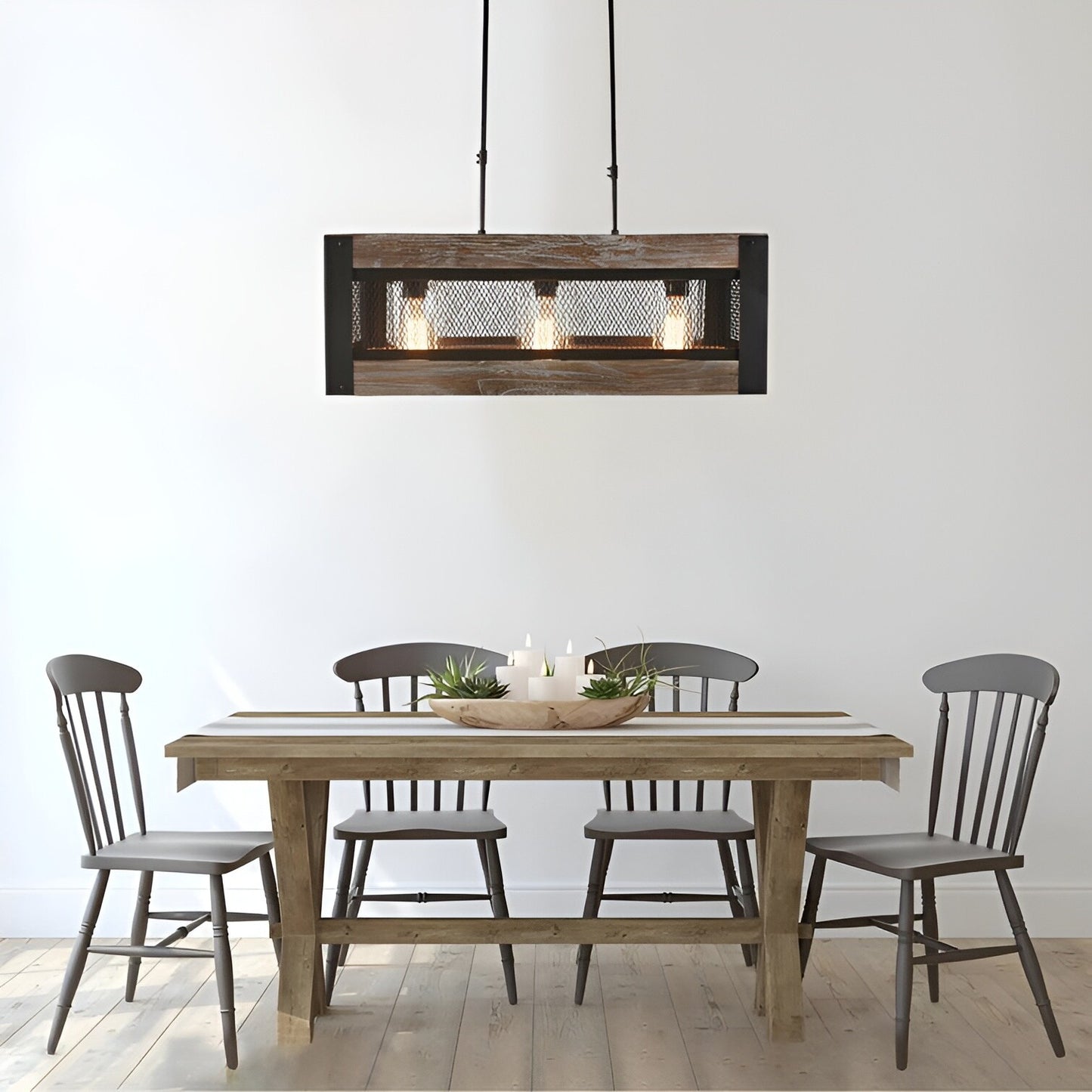 Mccroy 3-Light Rectangle Chandelier - Farmhouse Lighting Masterpiece with Rustic Elegance, Industrial Aesthetics, and Medieval Charm