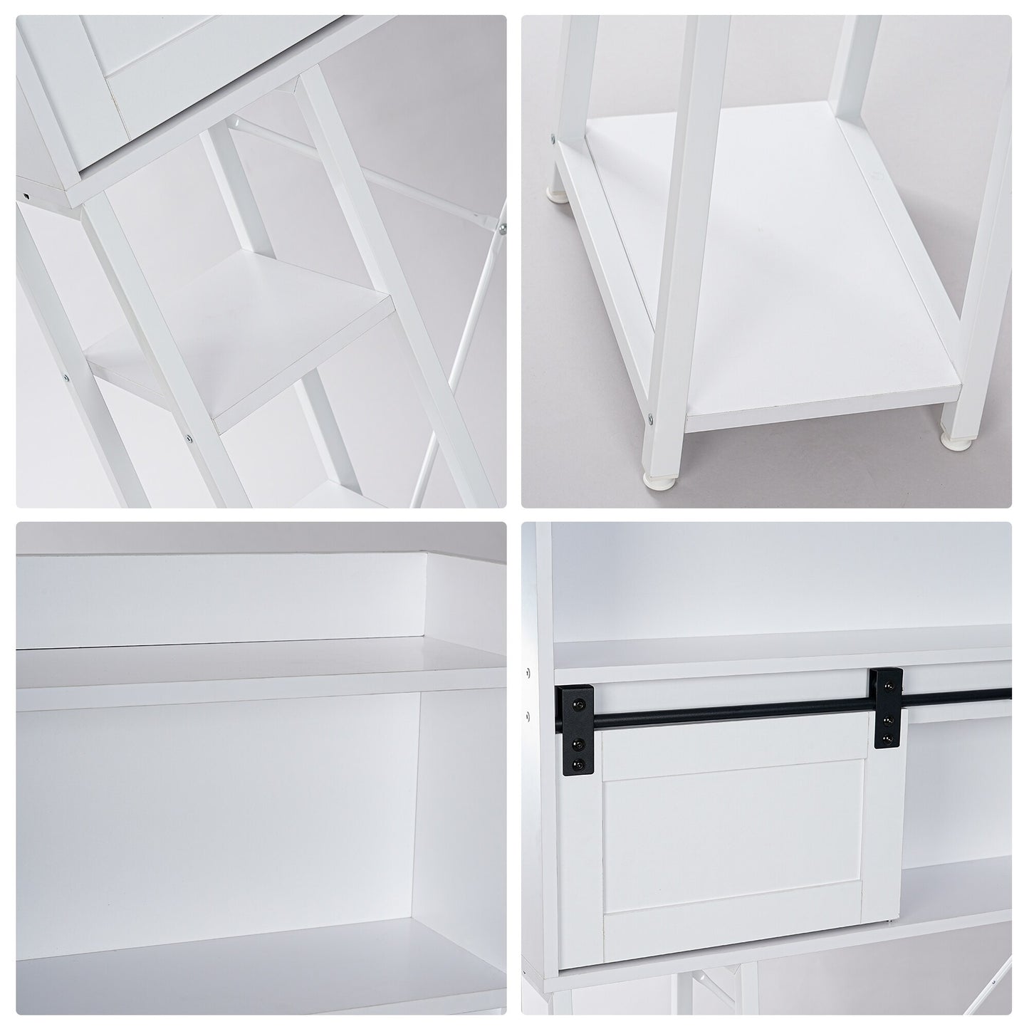 Over The Toilet Storage Cabinet - Elegant Grey Bathroom Organizer with Sliding Barn Door