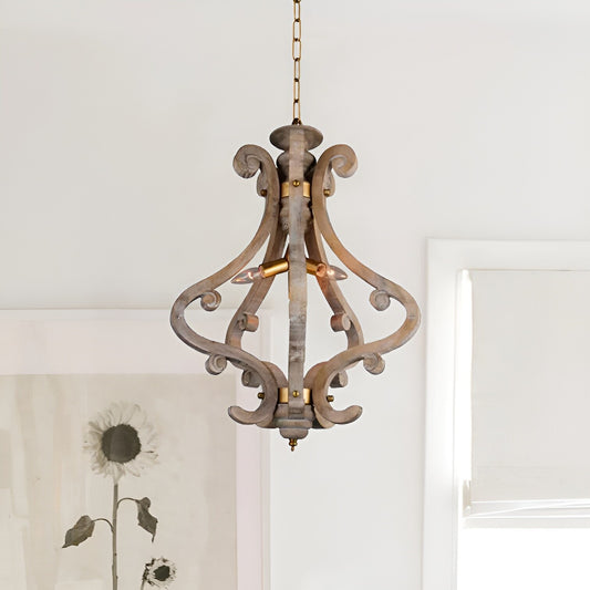 Pinckney 4 - Light Geometric Lantern Pendant with Wood Accents