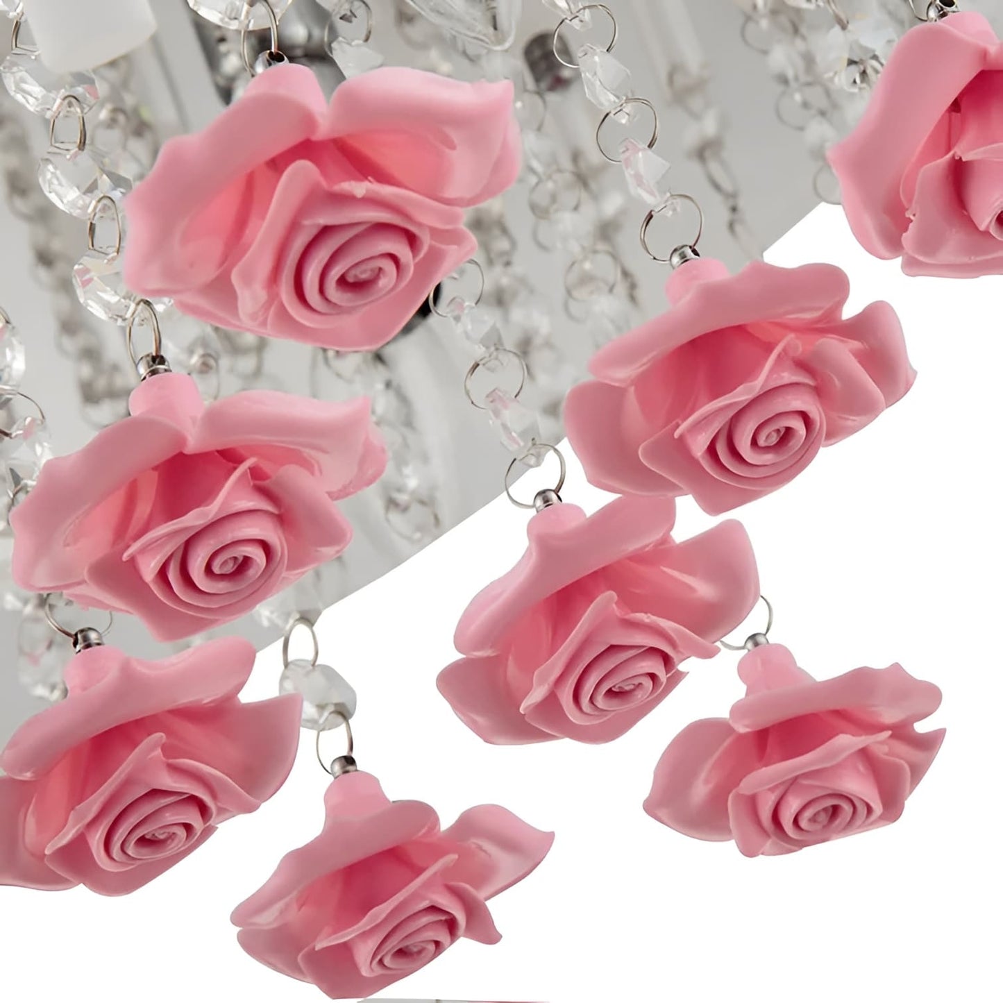 Luxury Roses Glass Chandelier, Nature Inspired Unique Frants Ceiling Light
