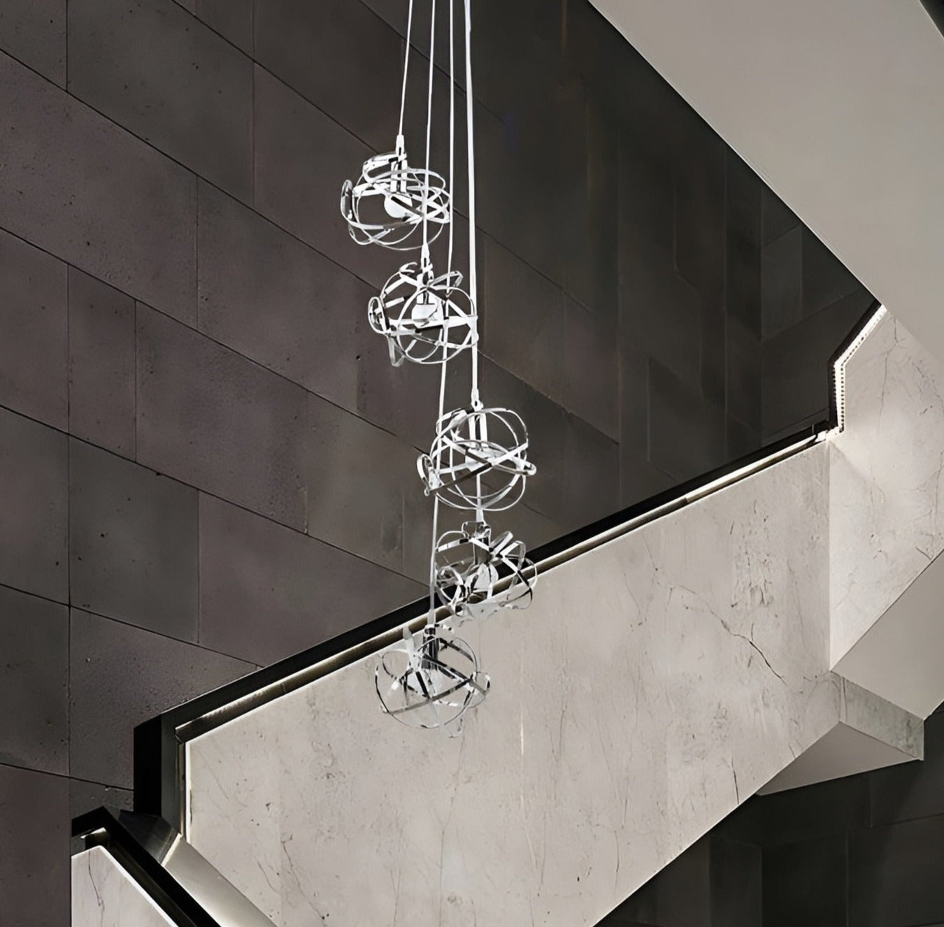 Scribbling Doodle 5-Light Vertical Geometric Cluster, Silver Multi-Pendant Lamp